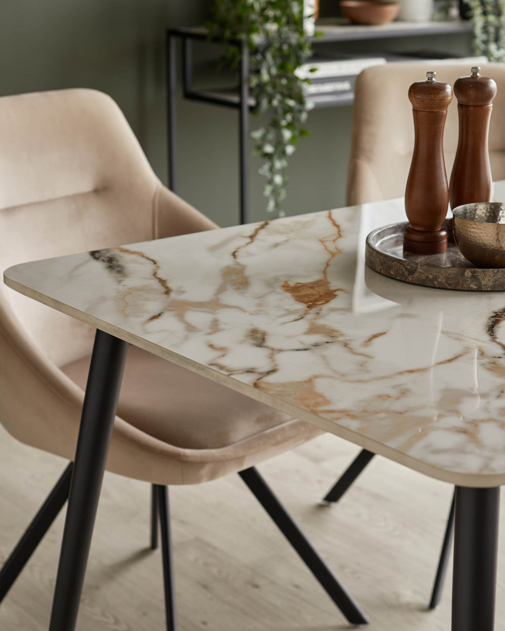 Ensemble table Oslo en céramique naturelle 6 places et 6 chaises Cleo