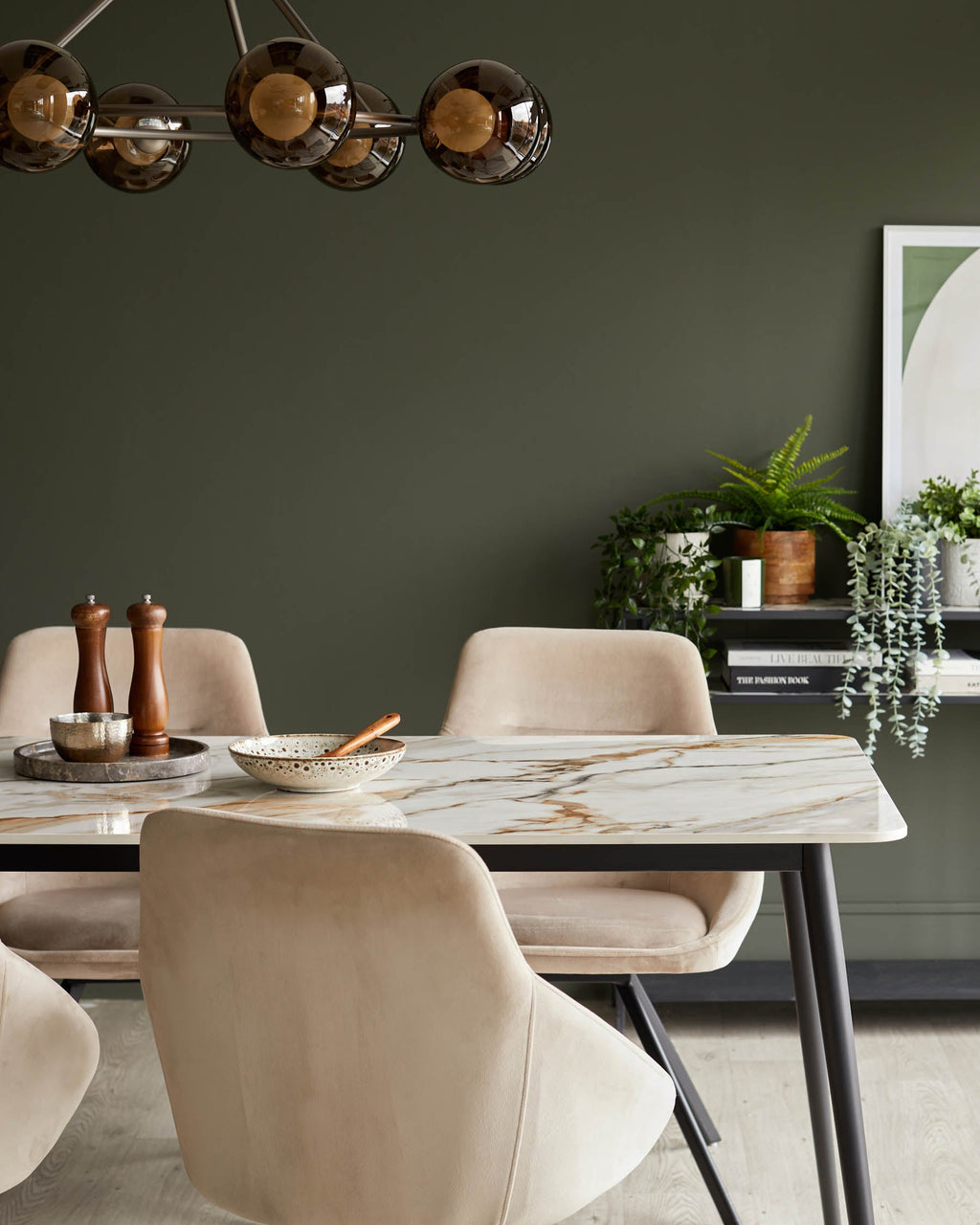 Ensemble table Oslo en céramique naturelle 6 places et 6 chaises Cleo