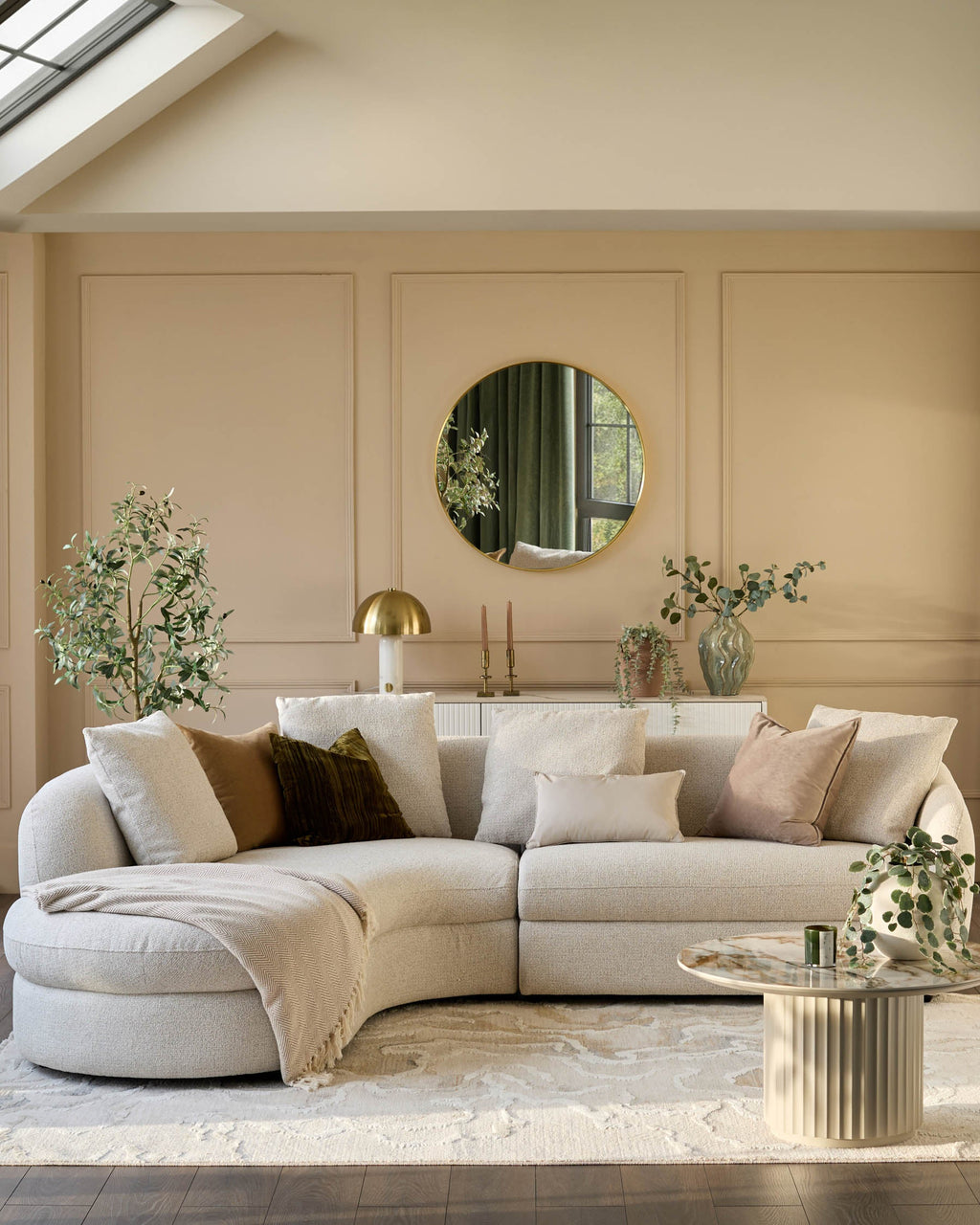 Canapé méridienne d'angle gauche en tissu naturel Ottilie