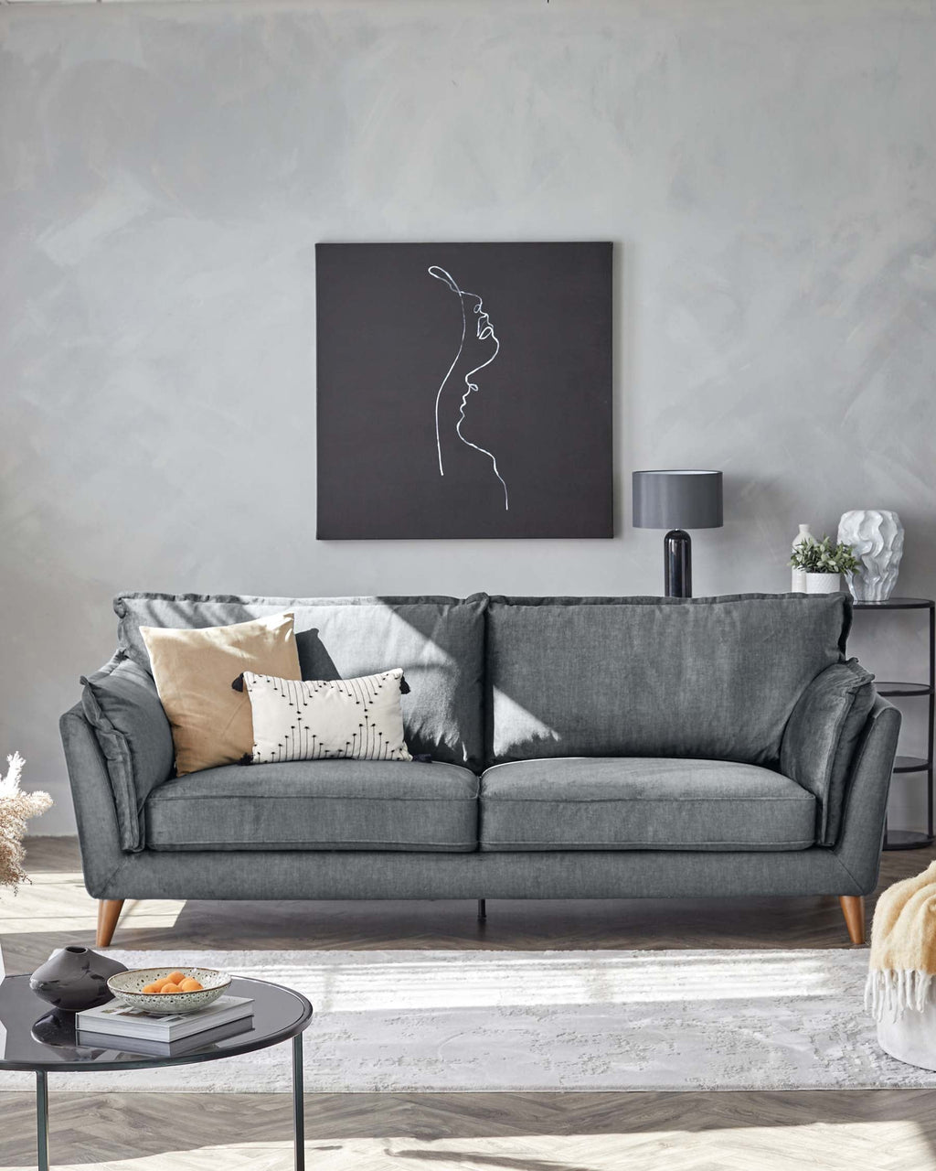 Canapé 3 places Otto en chenille gris clair