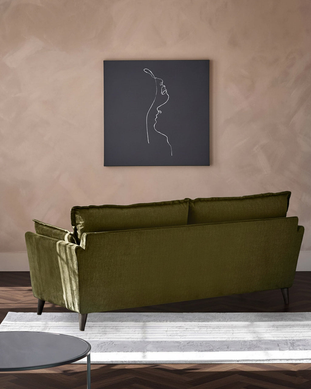 Canapé 2 places Otto en velours vert olive