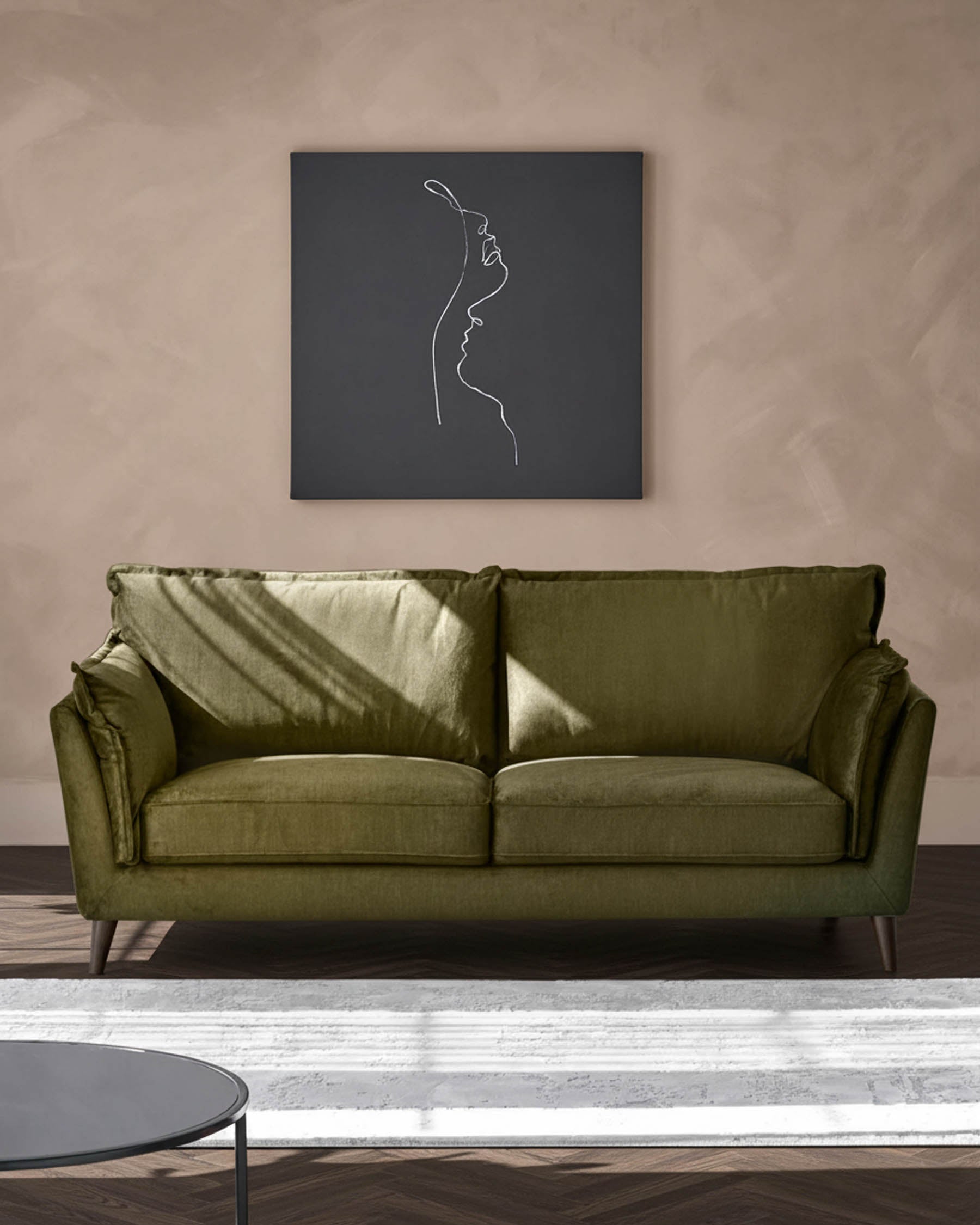 Canapé 2 places Otto en velours vert olive