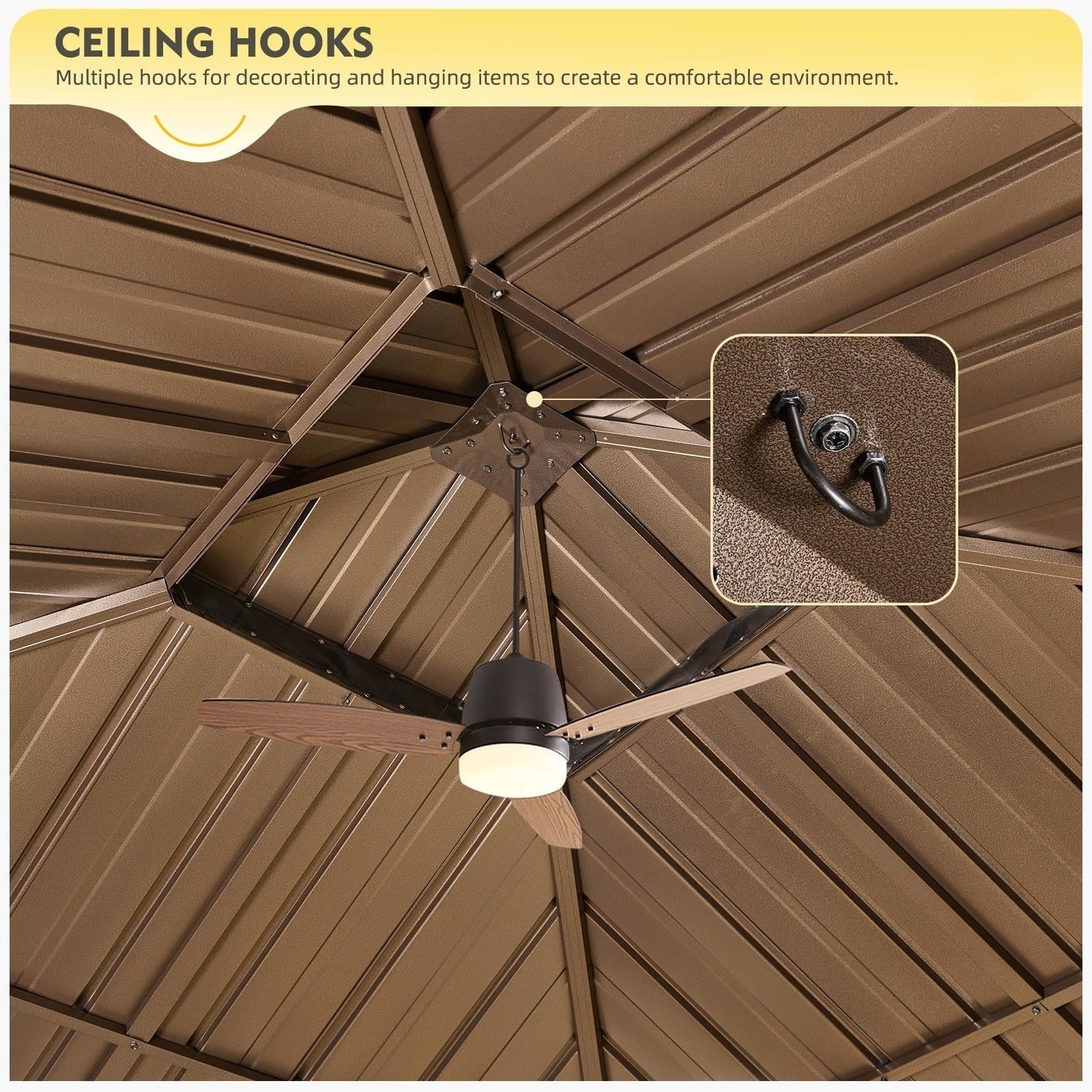 Tonnelle d'extérieur à toit rigide avec double toit en acier galvanisé et cadre en aluminium, pergola extérieure avec rideaux et filets haut de gamme