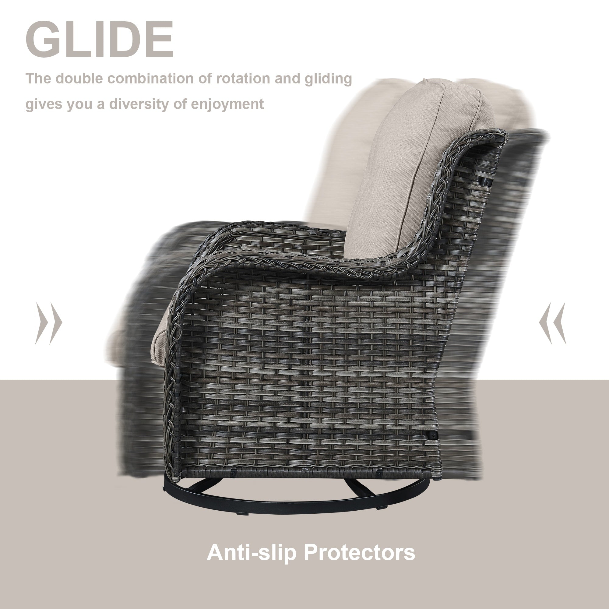 Chaises à bascule d'extérieur en osier Gymojoy avec base pivotante (lot de 2)