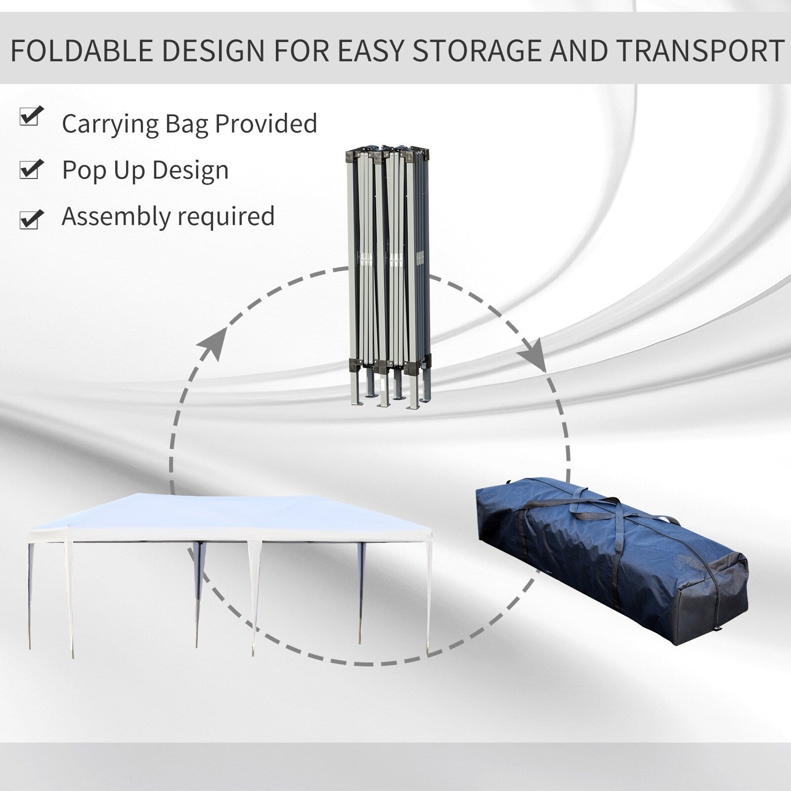 Auvent pop-up robuste Outsunny avec cadre robuste, toit anti-UV et sac de transport pour terrasse, jardin, plage et arrière-cour