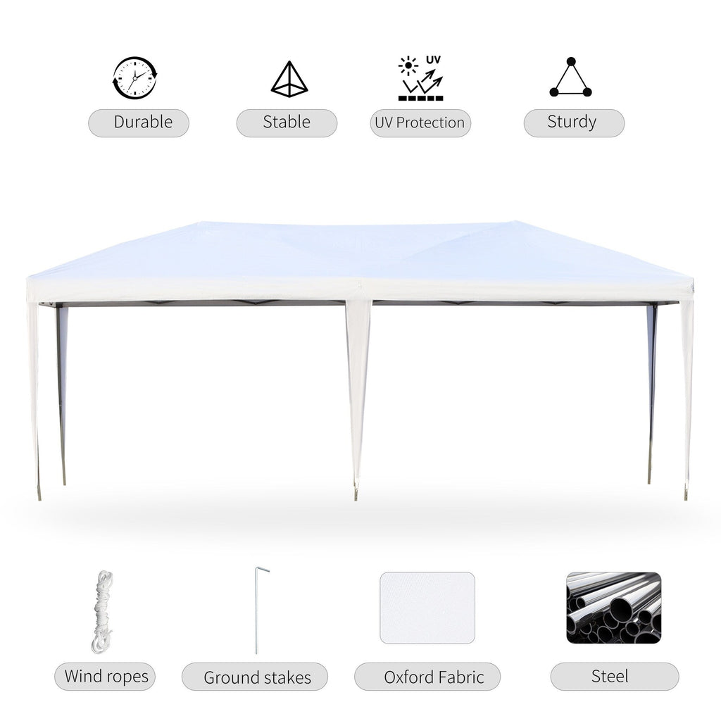 Auvent pop-up robuste Outsunny avec cadre robuste, toit anti-UV et sac de transport pour terrasse, jardin, plage et arrière-cour