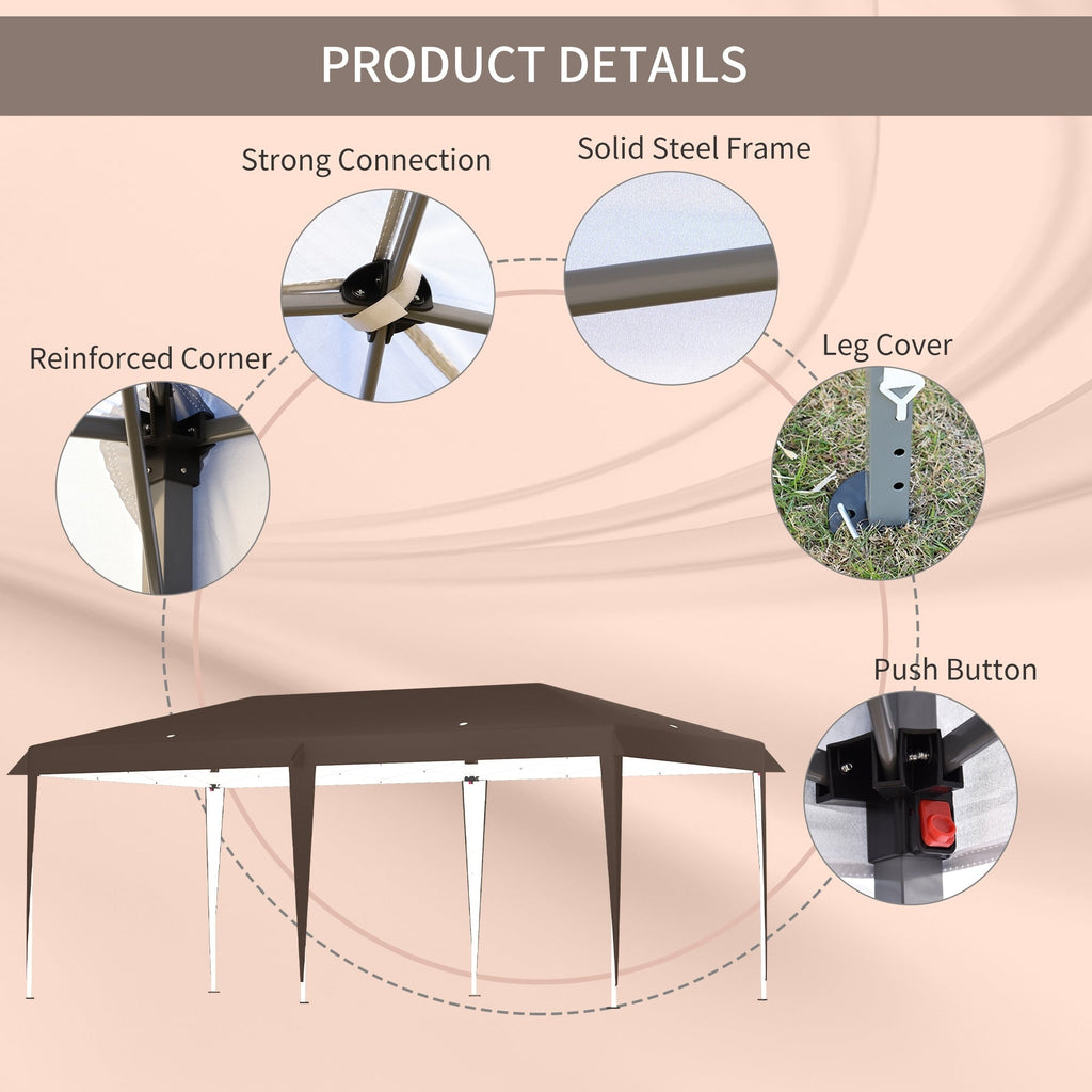Auvent pop-up robuste Outsunny avec cadre robuste, toit anti-UV et sac de transport pour terrasse, jardin, plage et arrière-cour