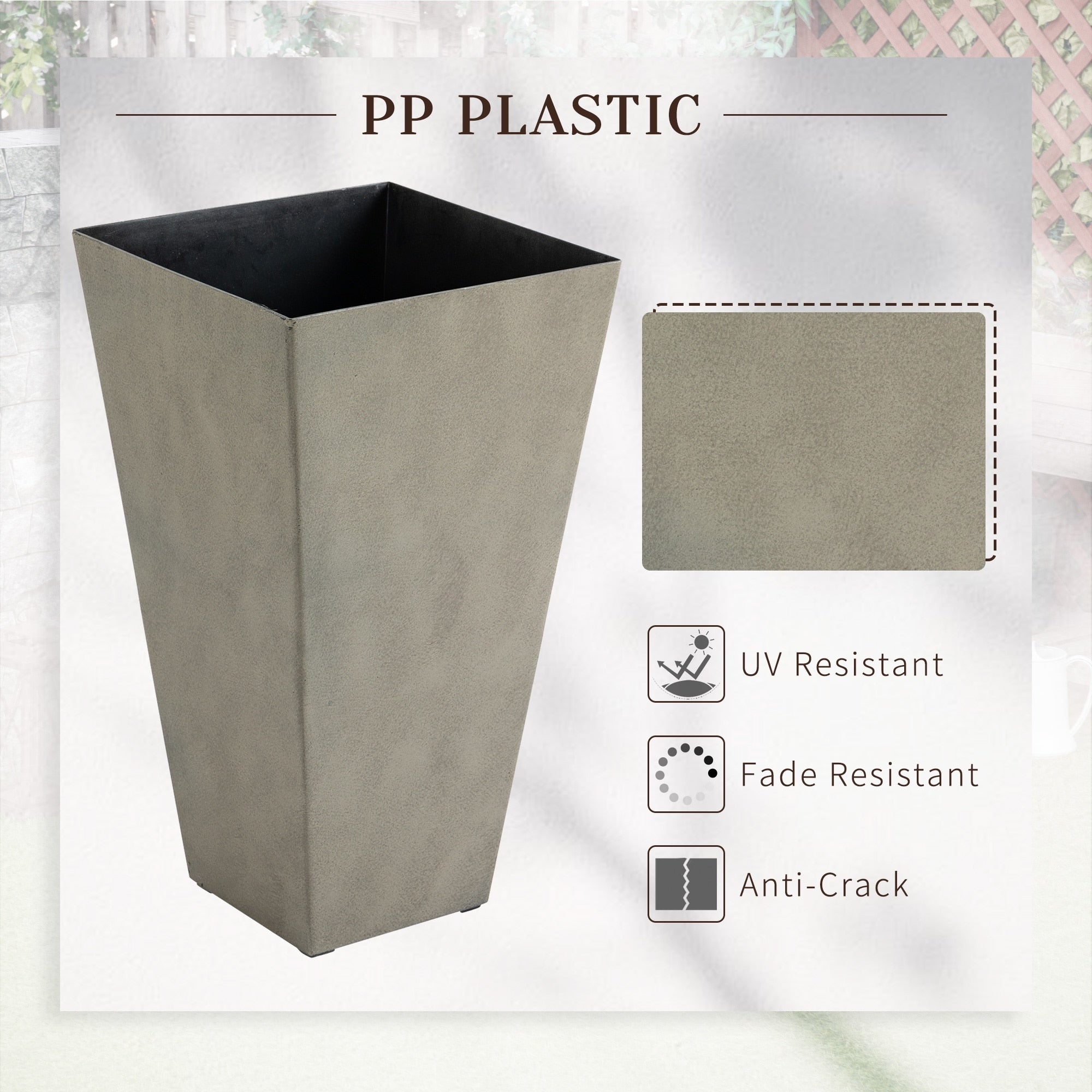 Lot de 3 grands pots de fleurs en plastique Outsunny 28 cm, pour l'intérieur et l'extérieur, pour l'entrée, la terrasse et la cour.