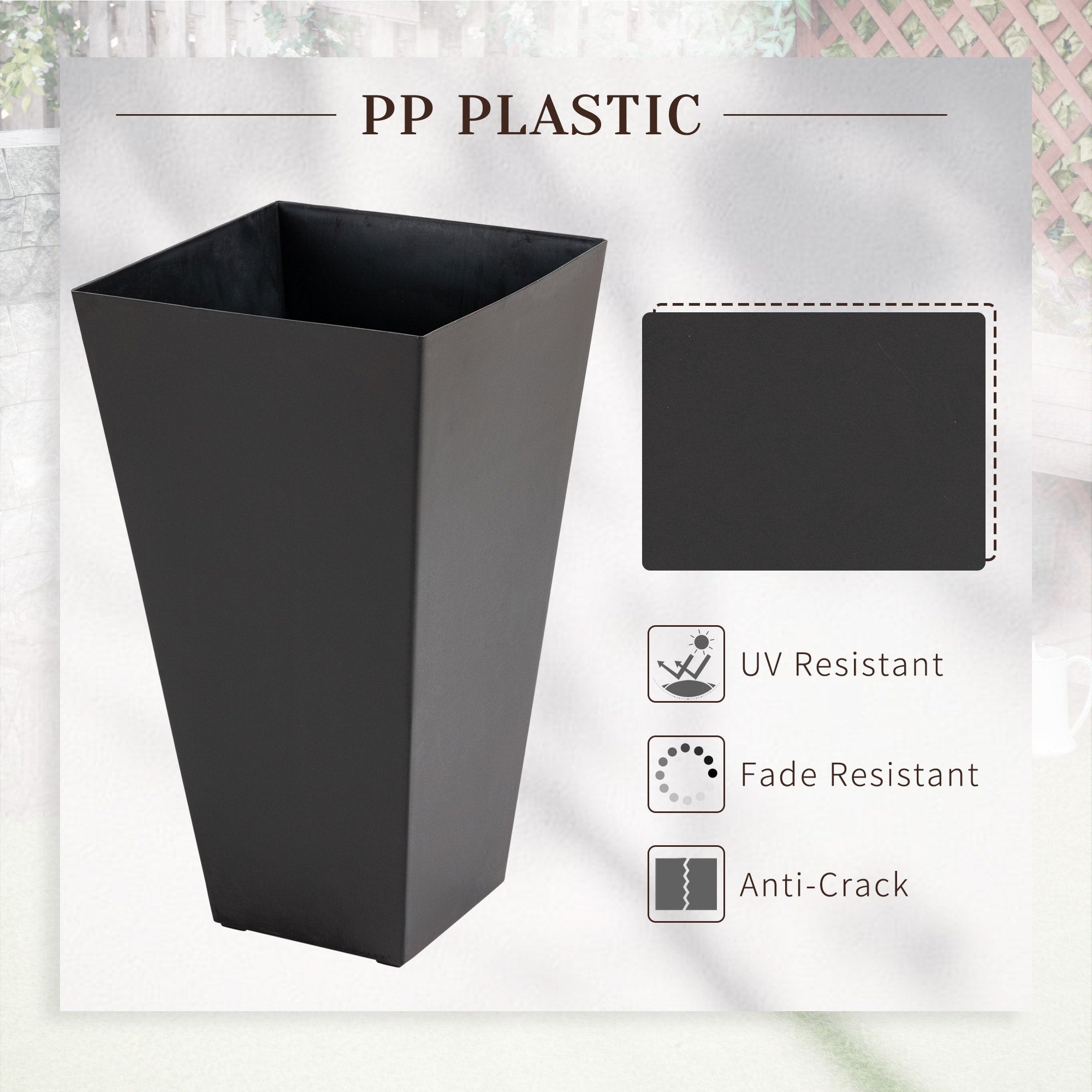 Lot de 3 grands pots de fleurs en plastique Outsunny 28 cm, pour l'intérieur et l'extérieur, pour l'entrée, la terrasse et la cour.