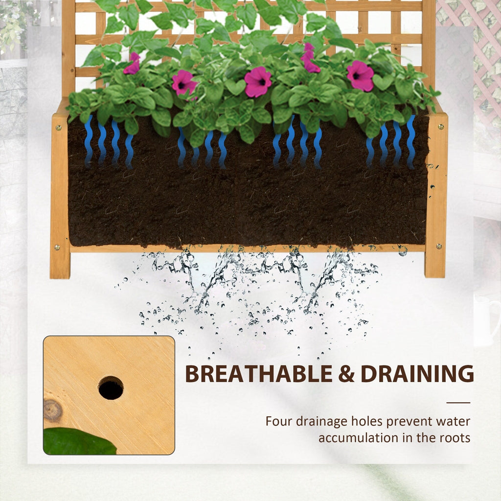 Jardinière en bois Outsunny avec treillis, plate-bande surélevée pour plantes grimpantes avec trous de drainage et toit