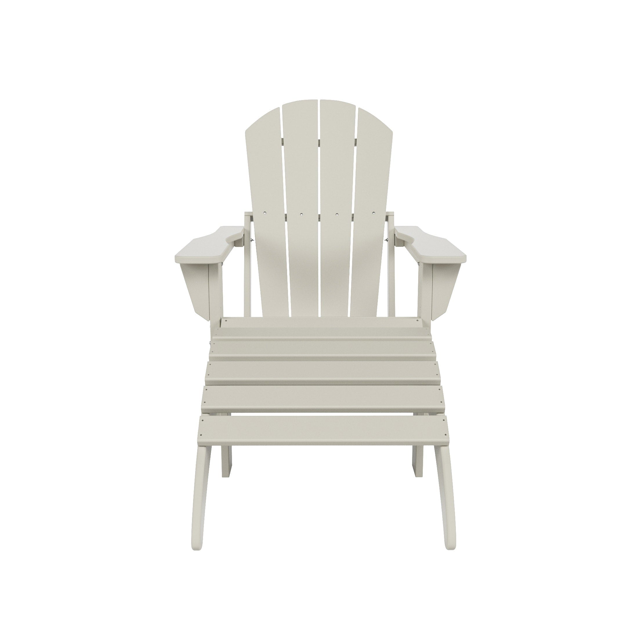 Chaise Adirondack pliable Polytrends Laguna en PEHD pour terrasse extérieure toutes saisons avec pouf (ensemble 2 pièces)
