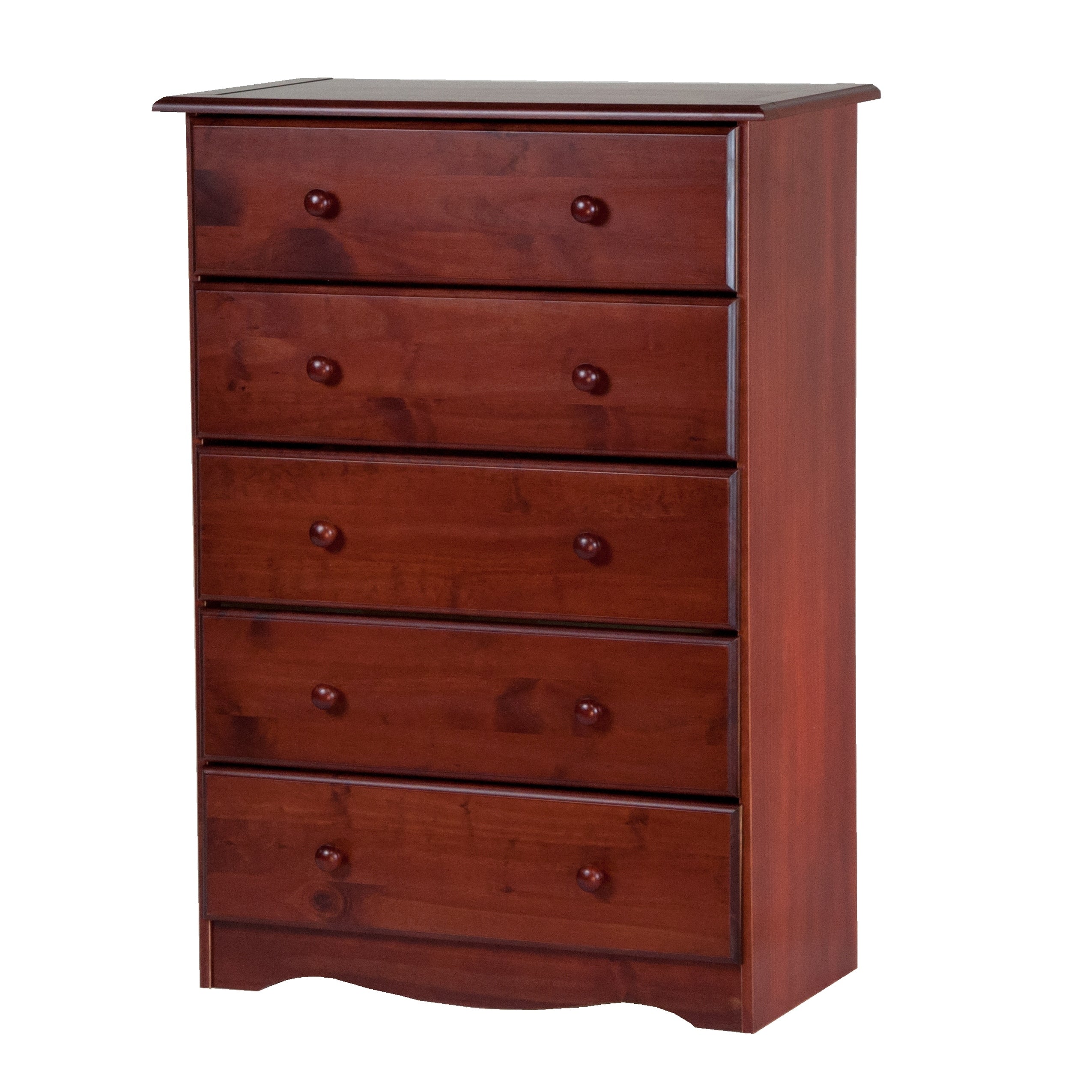 Commode 5 tiroirs 100 % bois massif avec boutons en métal ou en bois de Palace Imports