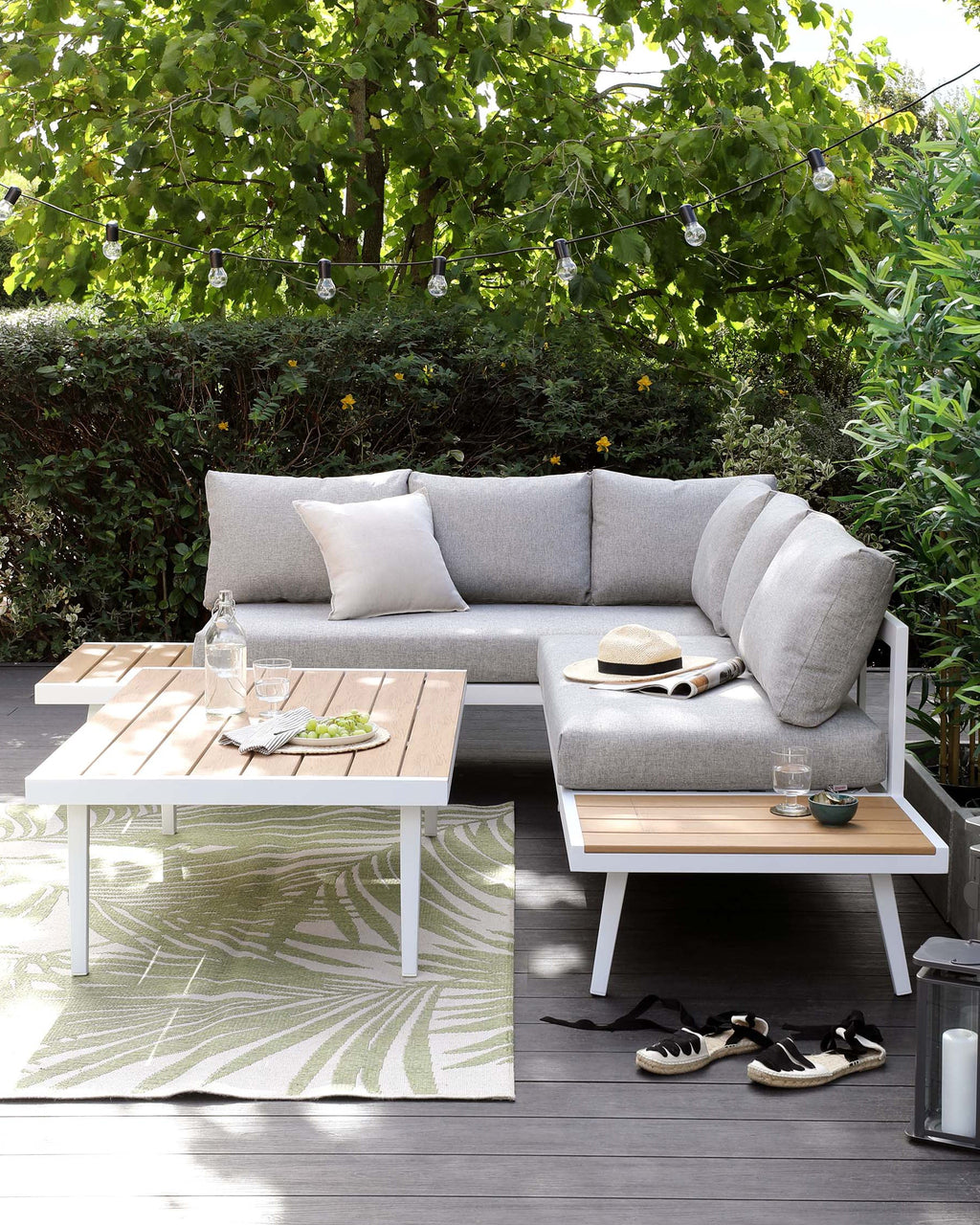 Banc de jardin d'angle droit blanc Palermo