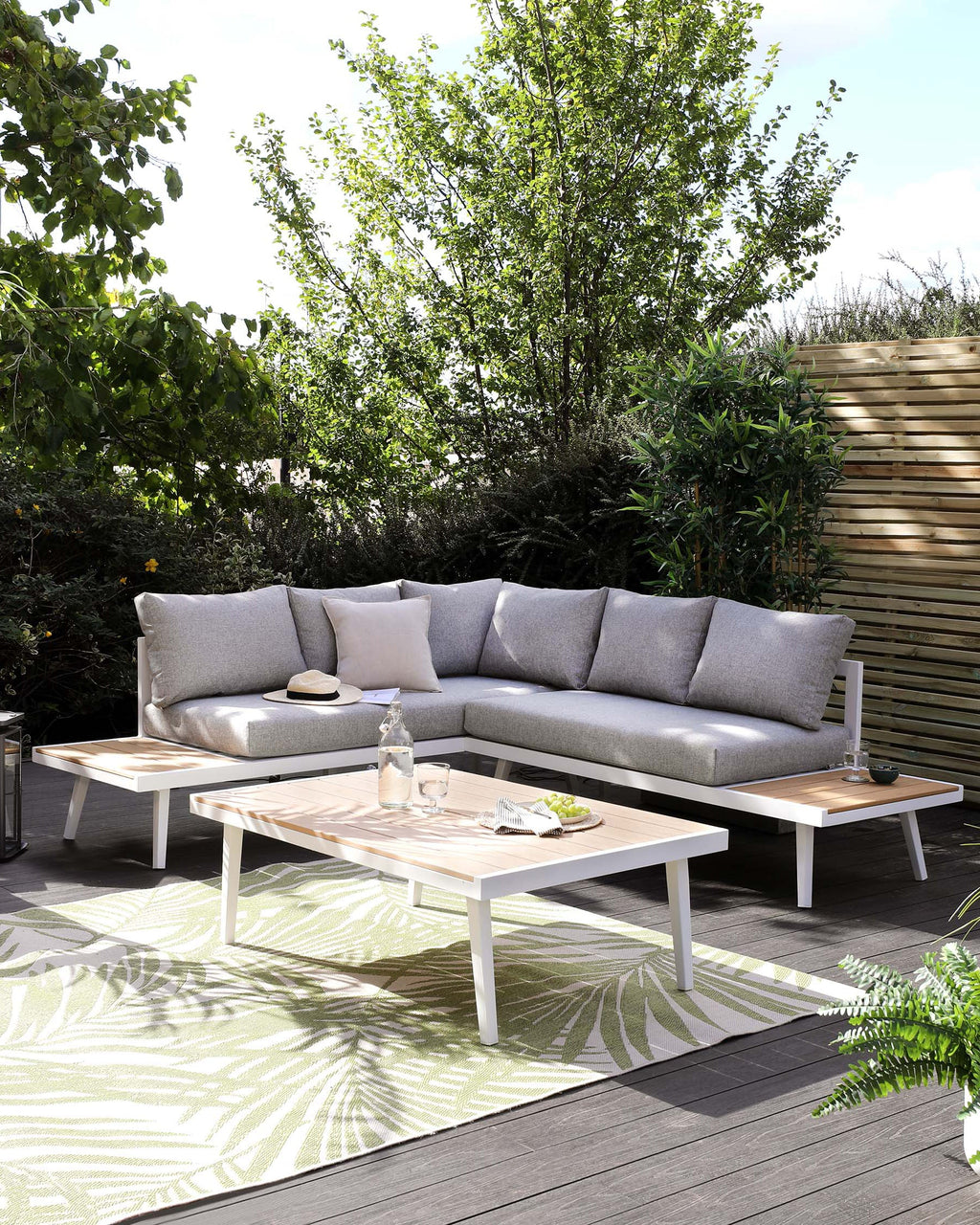 Banc de jardin d'angle droit blanc Palermo