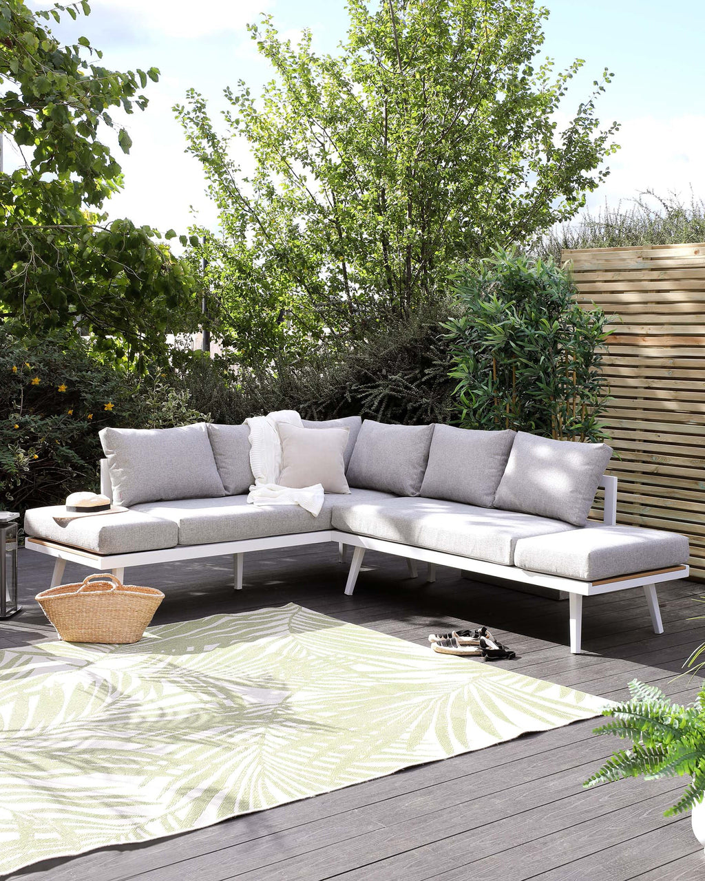 Banc de jardin d'angle droit blanc Palermo