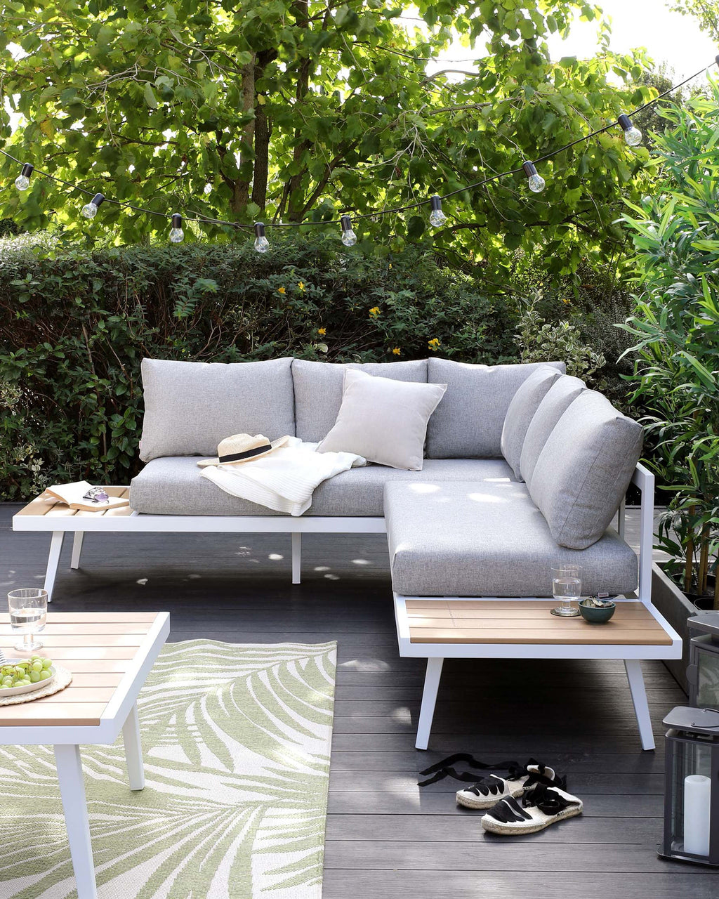 Banc de jardin d'angle droit blanc Palermo