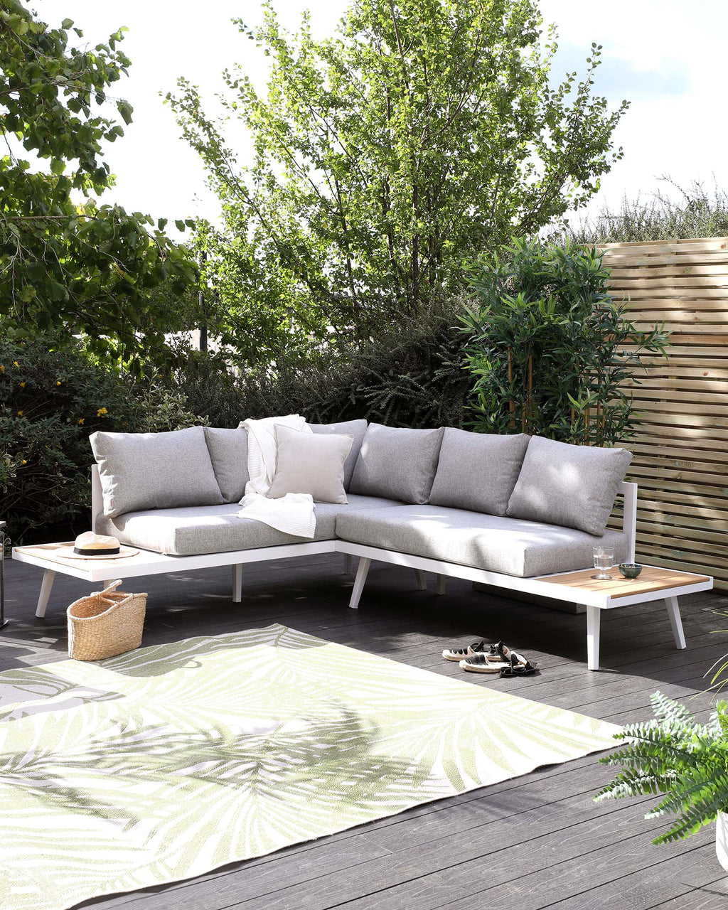 Banc de jardin d'angle droit blanc Palermo