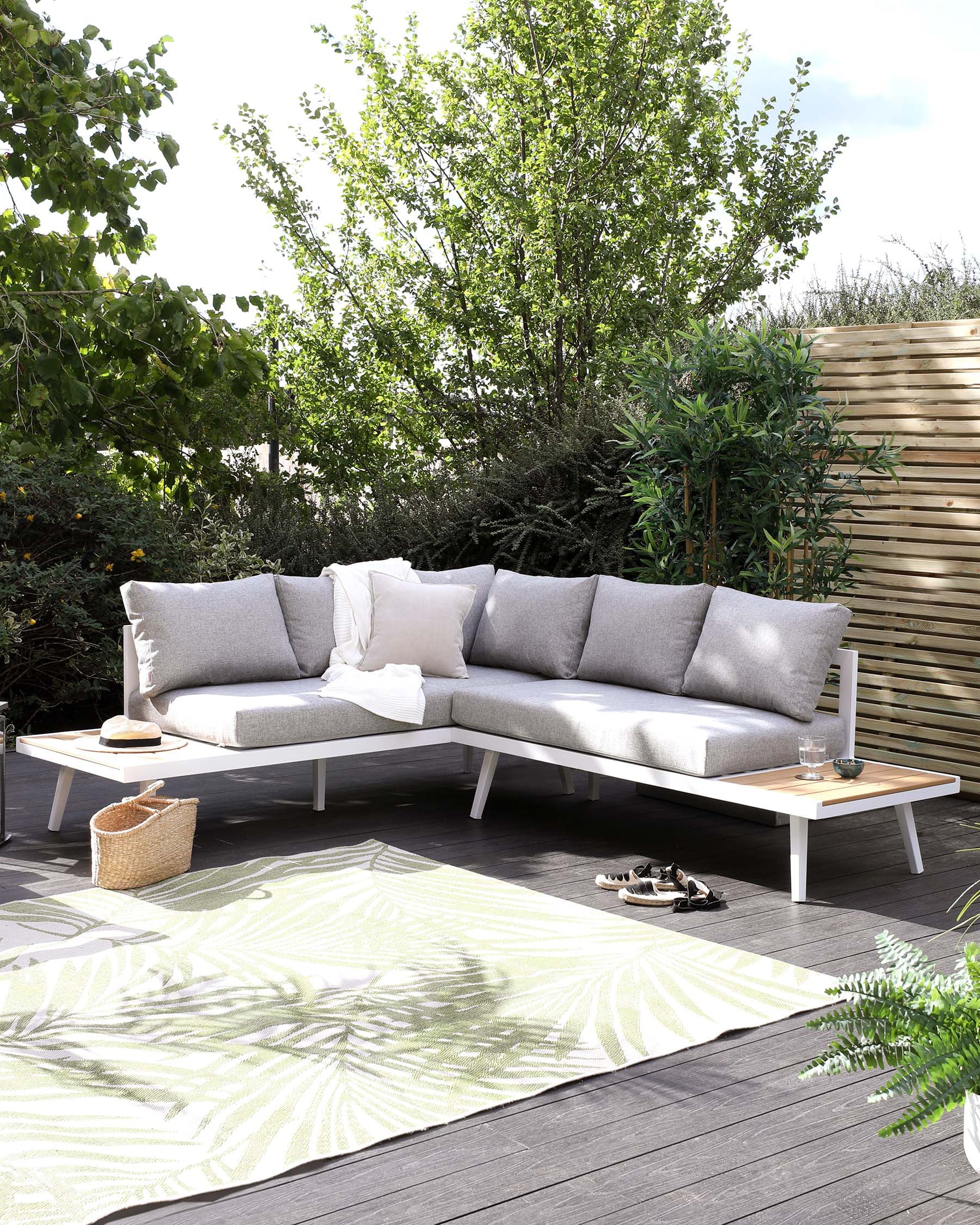 Banc de jardin d'angle droit blanc Palermo