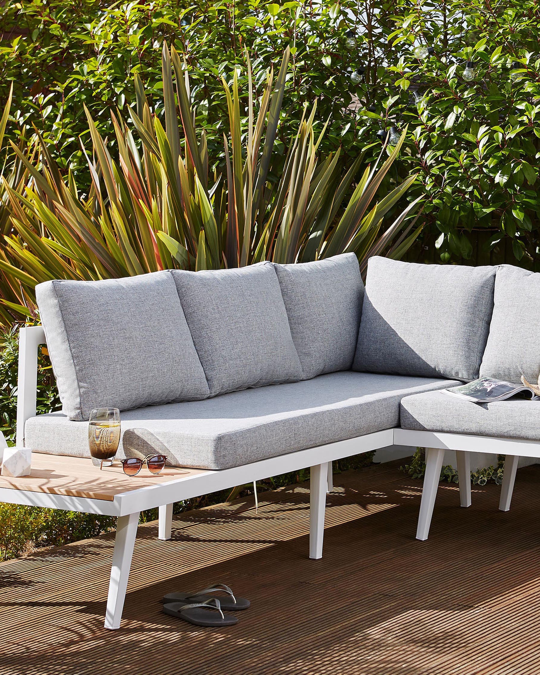 Banc de jardin d'angle droit blanc Palermo