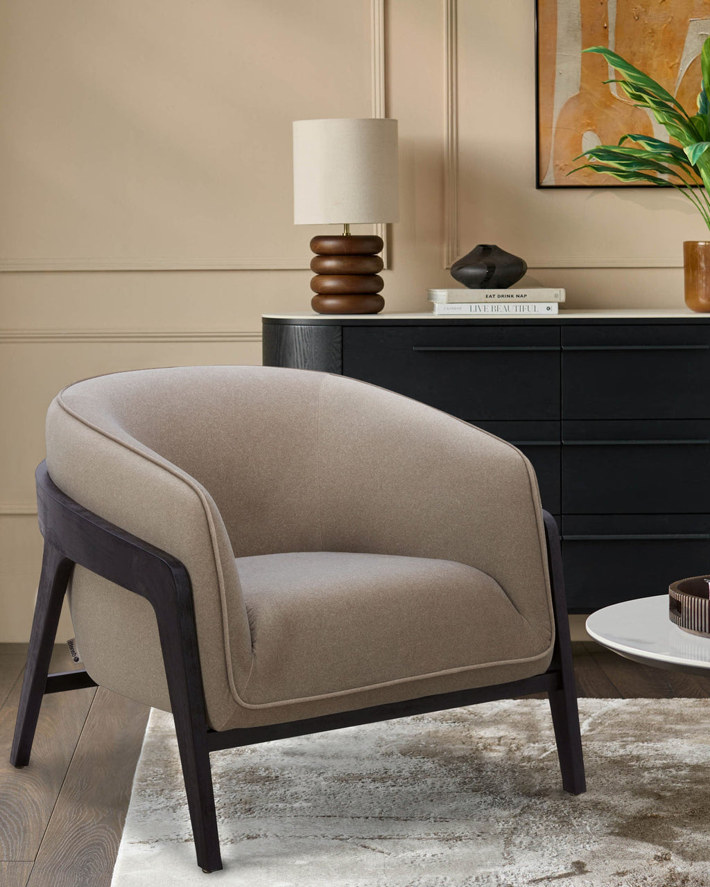 Chaise d'appoint Palmer en tissu moka