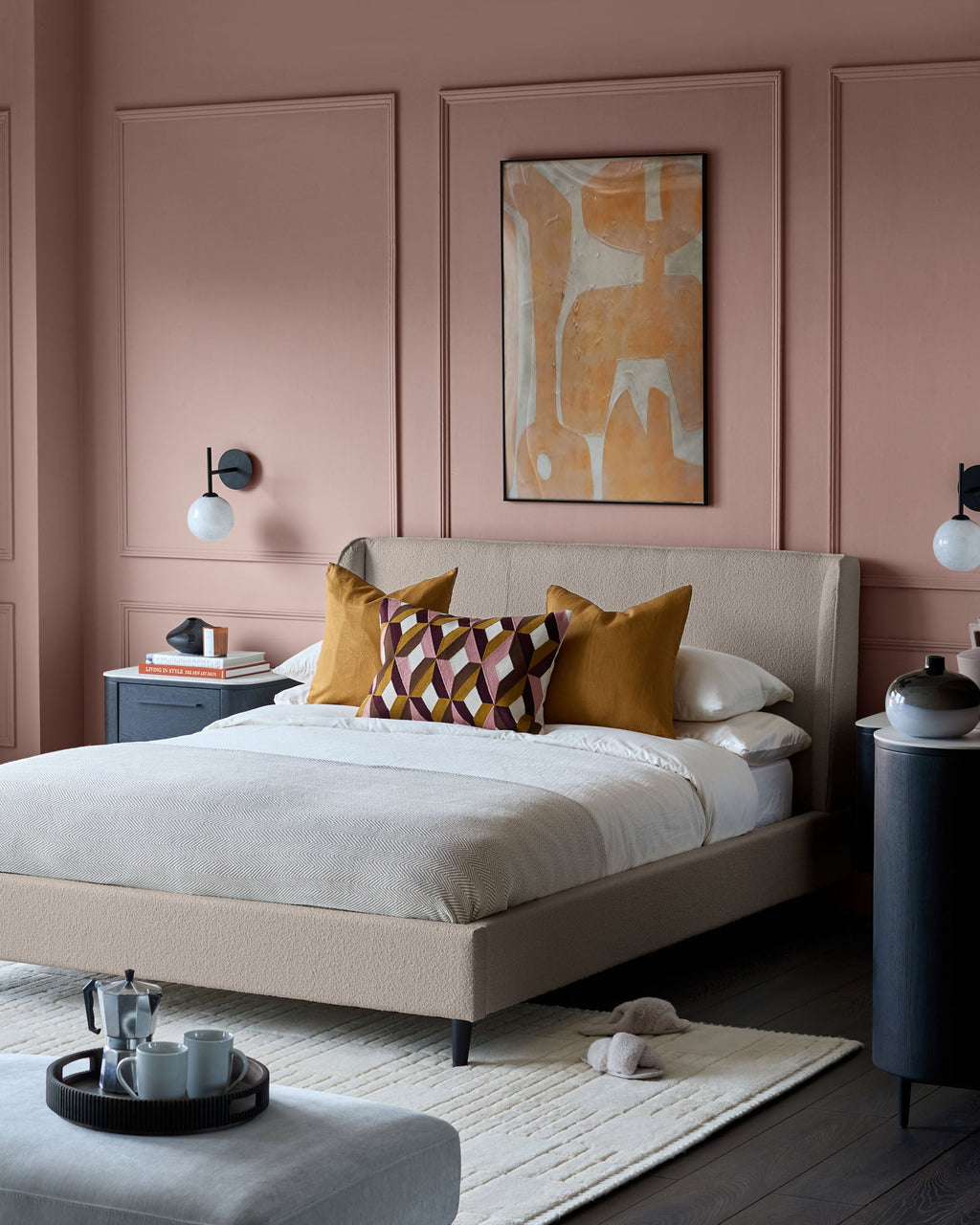 Lit Paolo en boucle douce naturelle King