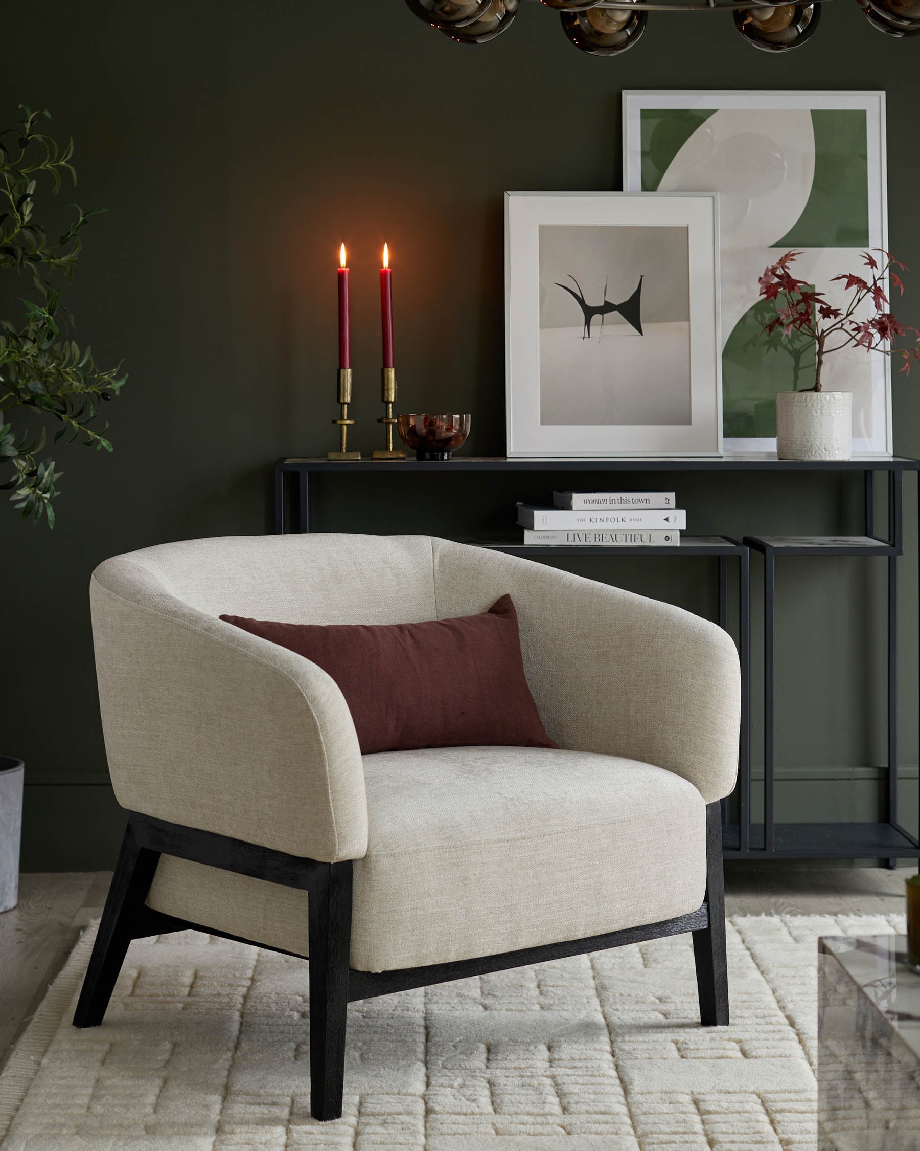 Fauteuil d'appoint Parker en tissu ivoire