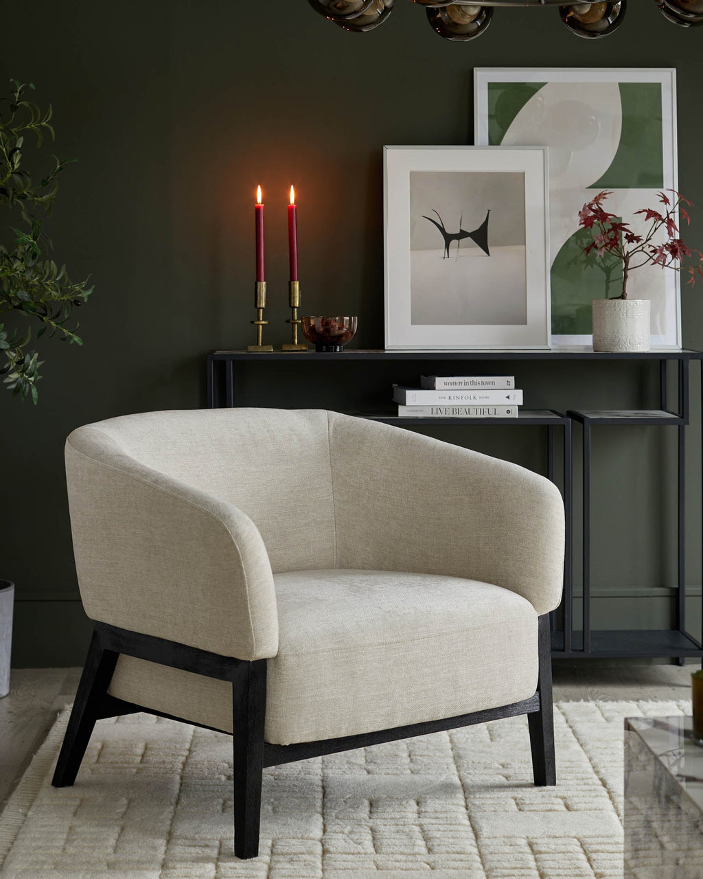 Fauteuil d'appoint Parker en tissu ivoire