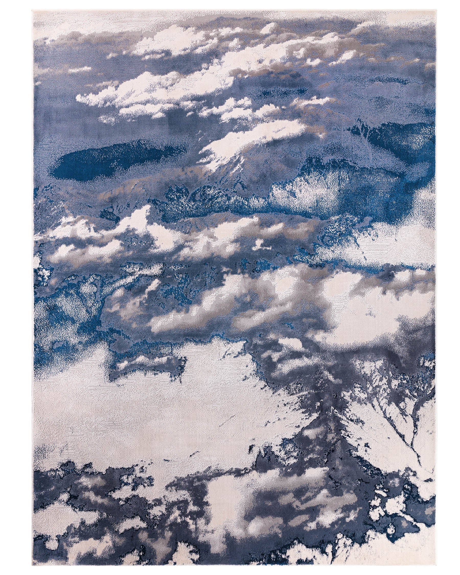 Petit tapis texturé bleu marine foncé Perla