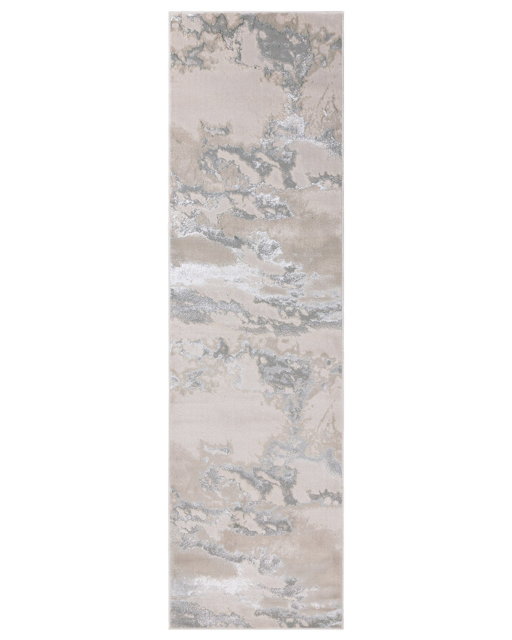 Tapis de couloir texturé argenté doux Perla