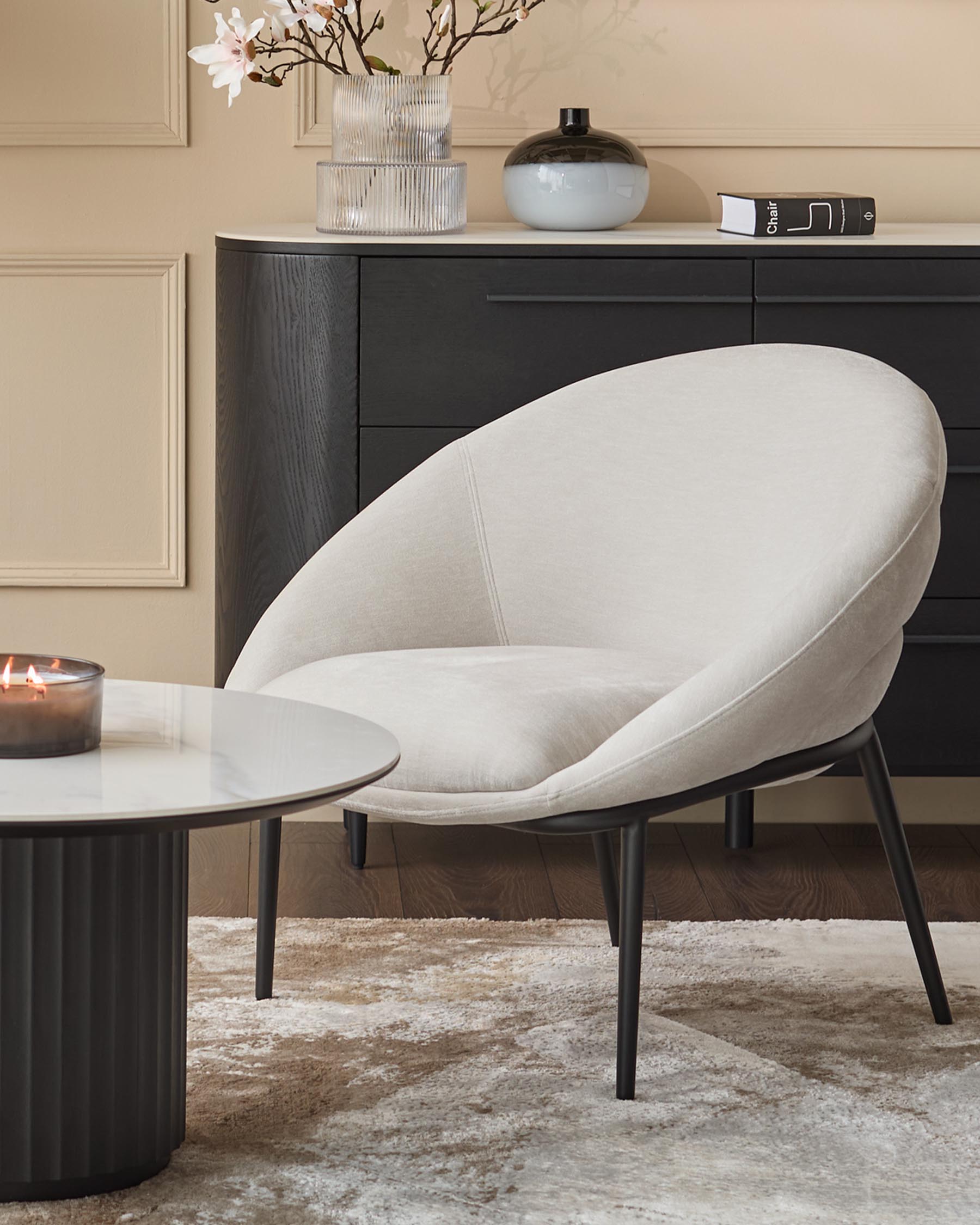 Fauteuil cocktail Phoebe en tissu gris