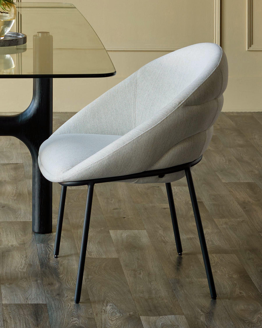 Chaise de salle à manger Phoebe en tissu bicolore ivoire