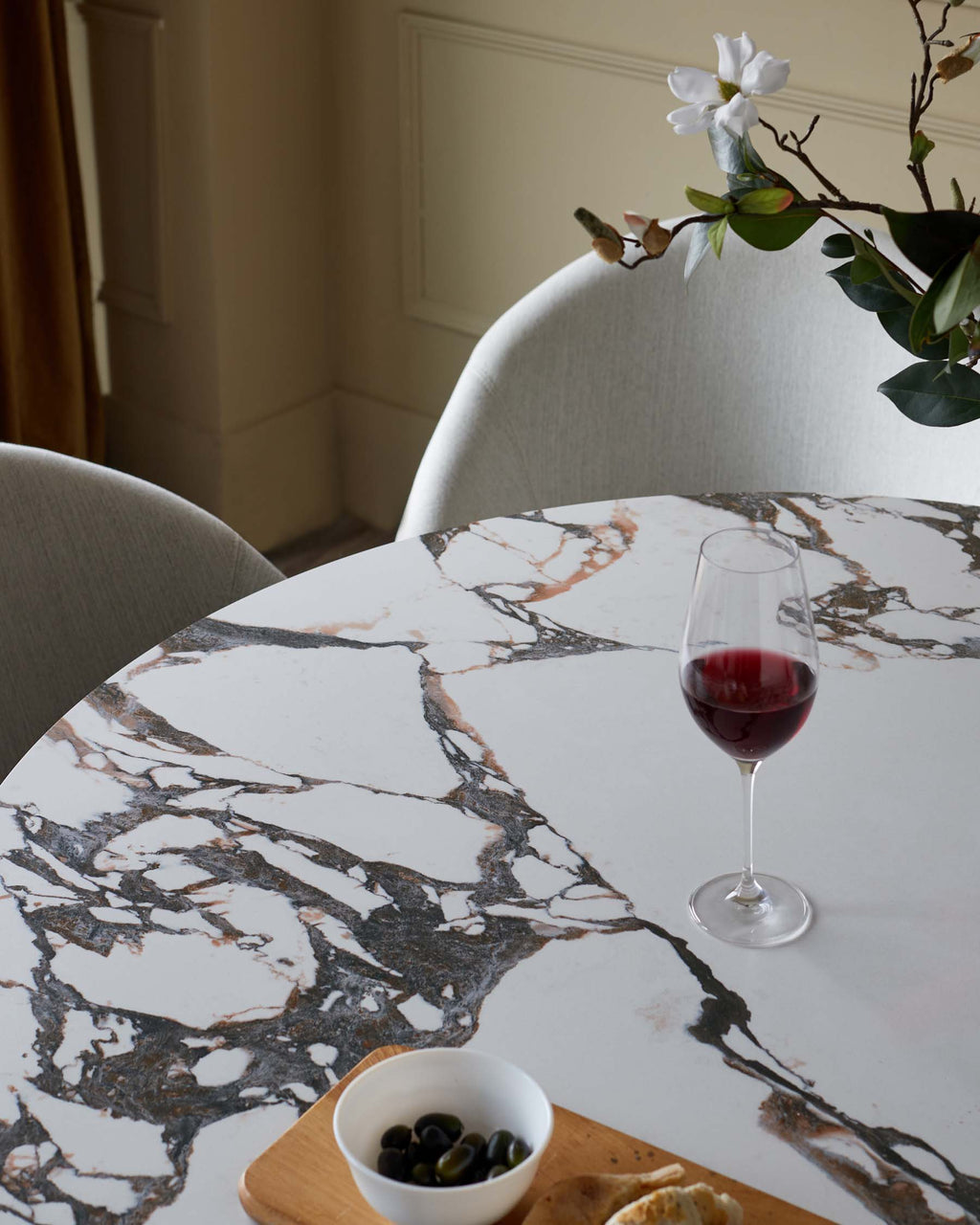 Chaise de salle à manger Phoebe en tissu bicolore ivoire