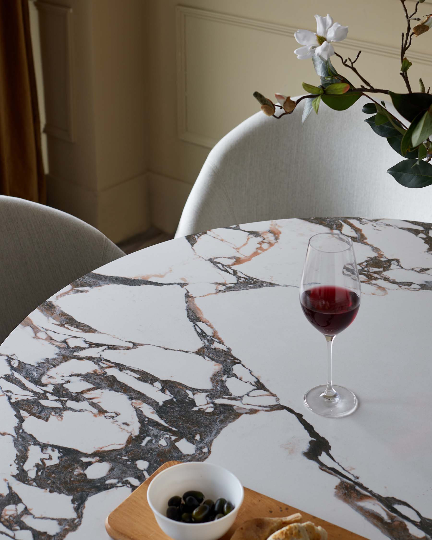 Chaise de salle à manger Phoebe en tissu bicolore ivoire