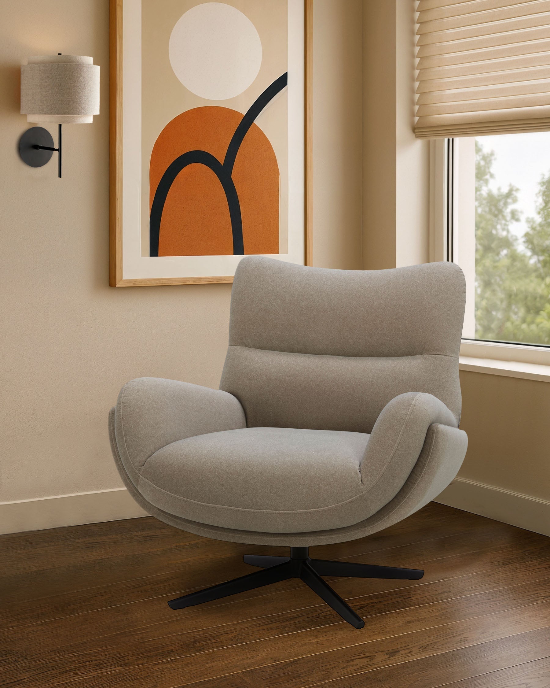 Fauteuil d'appoint Piper en tissu moka avec repose-pieds