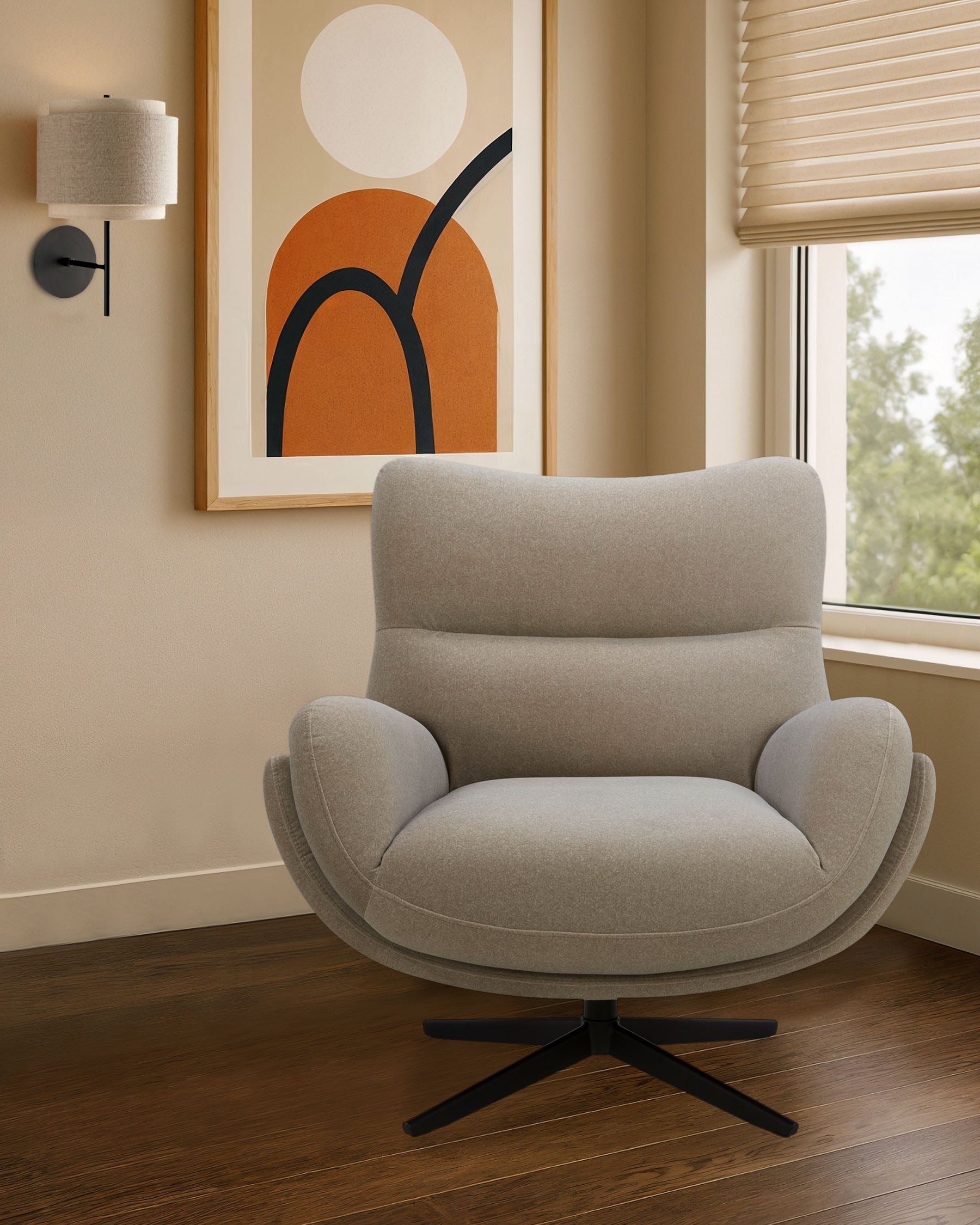 Fauteuil d'appoint Piper en tissu moka avec repose-pieds