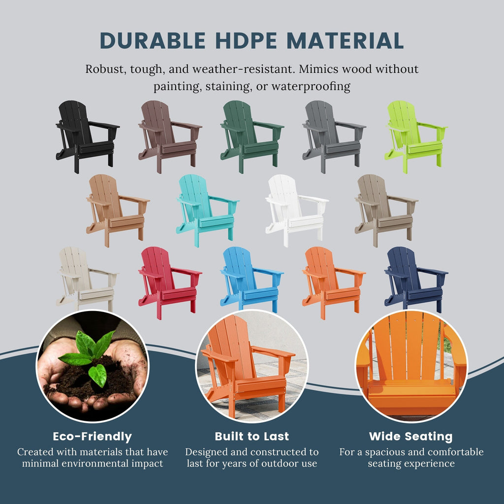 Chaises pliantes Adirondack Polytrends Laguna résistantes aux intempéries (lot de 2)