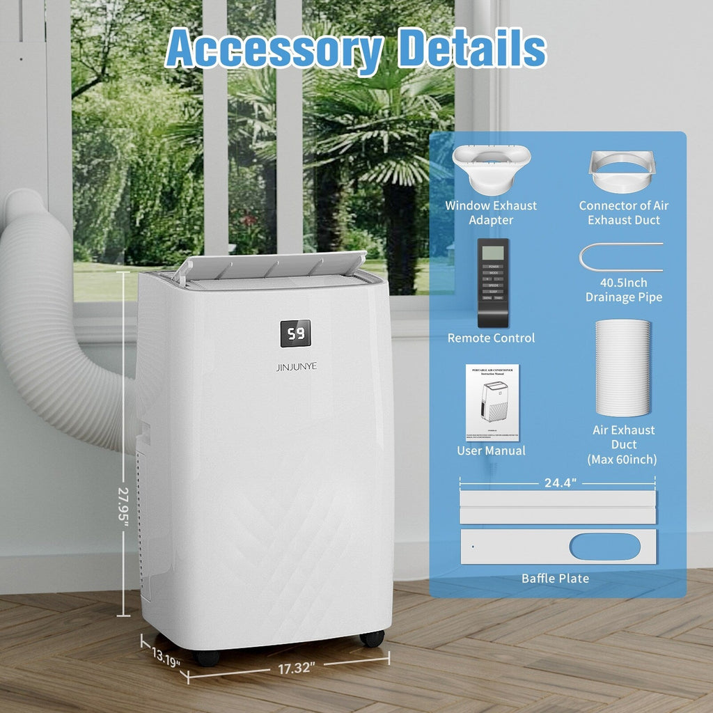 Climatiseur portatif avec chauffage – 12 000 BTU de refroidissement et 10 000 BTU de chauffage pour pièces jusqu'à 700 pi²