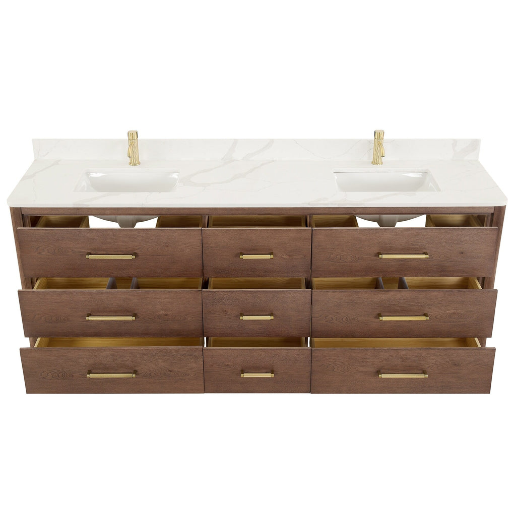 Meuble-lavabo Porto avec dessus en quartz blanc sans miroir