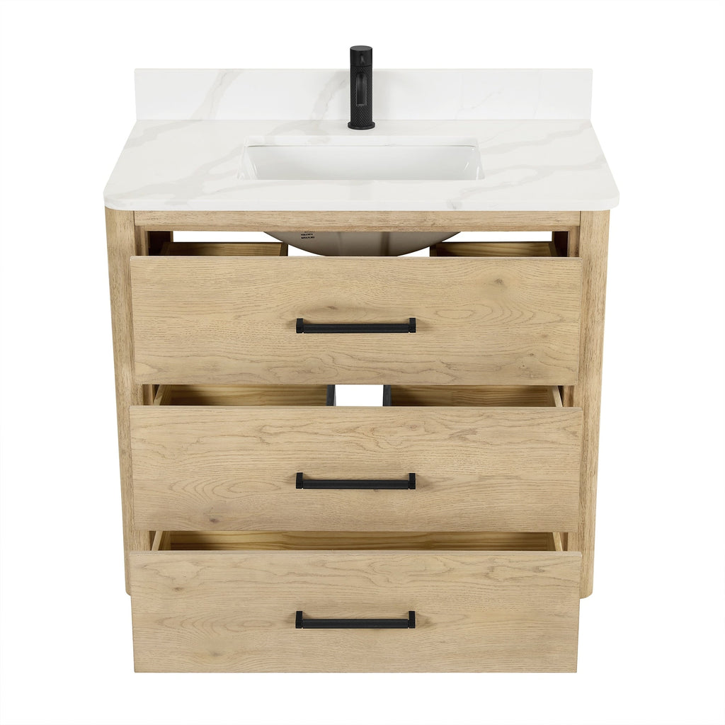 Meuble-lavabo Porto avec dessus en quartz blanc sans miroir