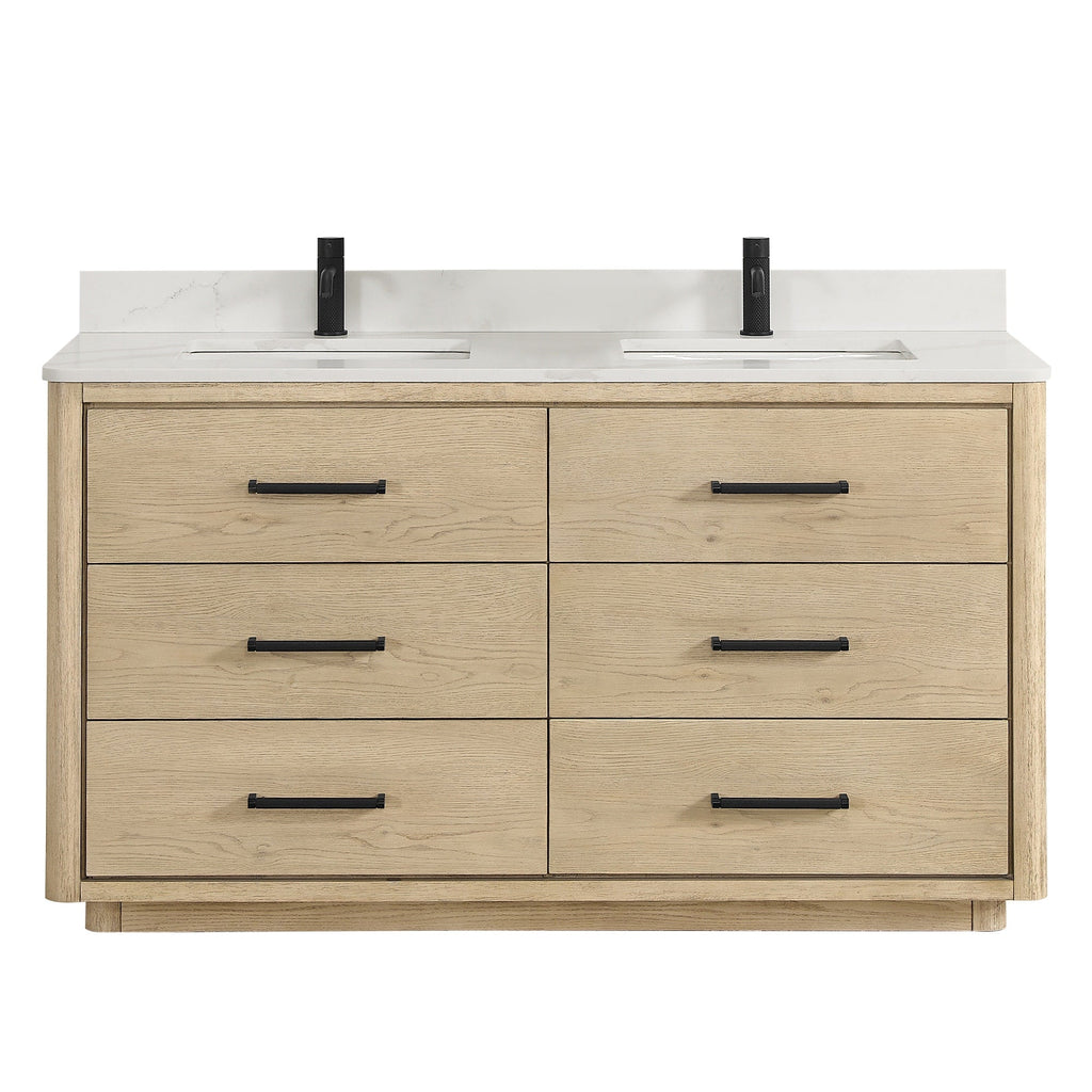 Meuble-lavabo Porto avec dessus en quartz blanc sans miroir