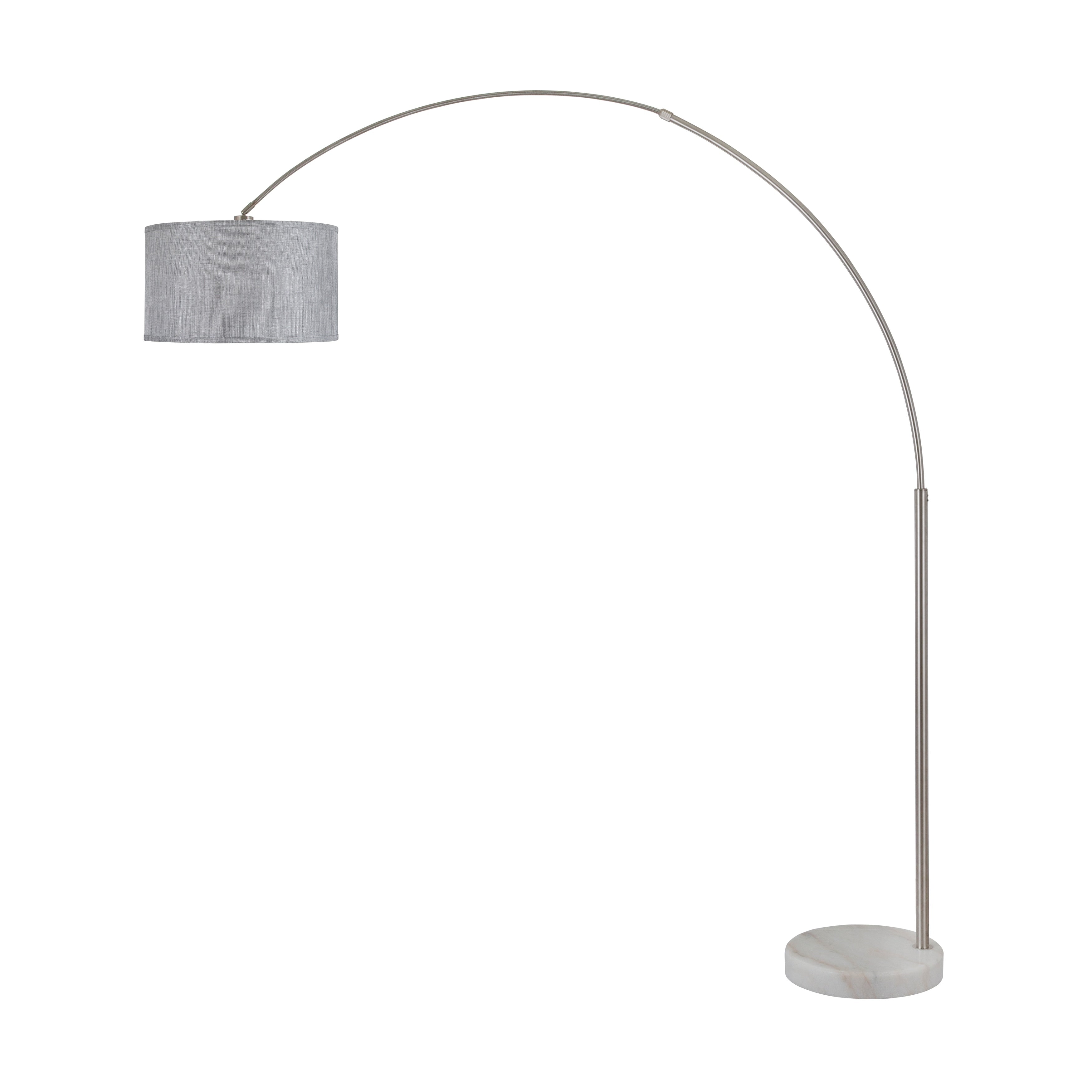 Lampadaire arqué réglable en acier Q-Max 81 avec abat-jour extra large et base en marbre