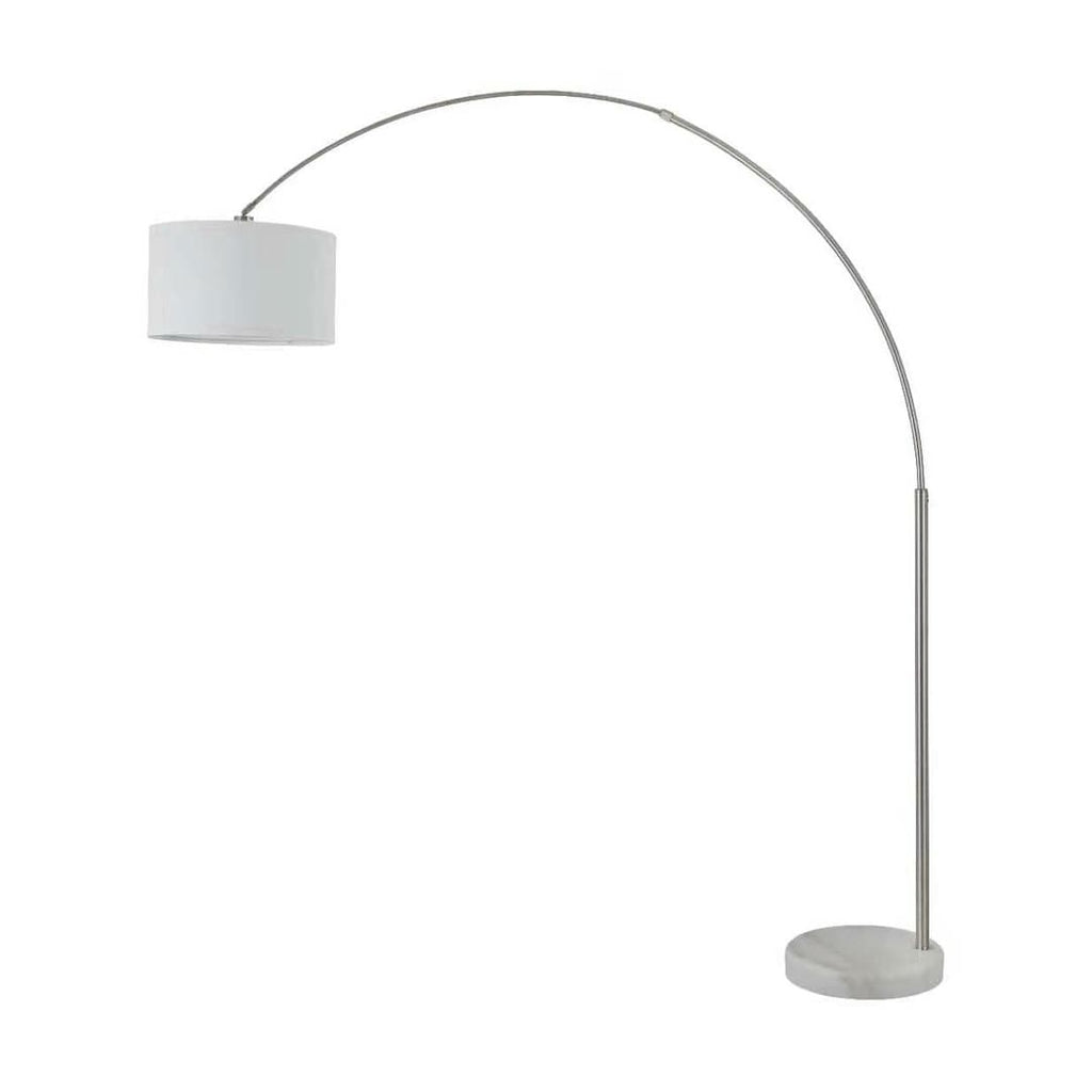 Lampadaire arqué réglable en acier Q-Max 81 avec abat-jour extra large et base en marbre