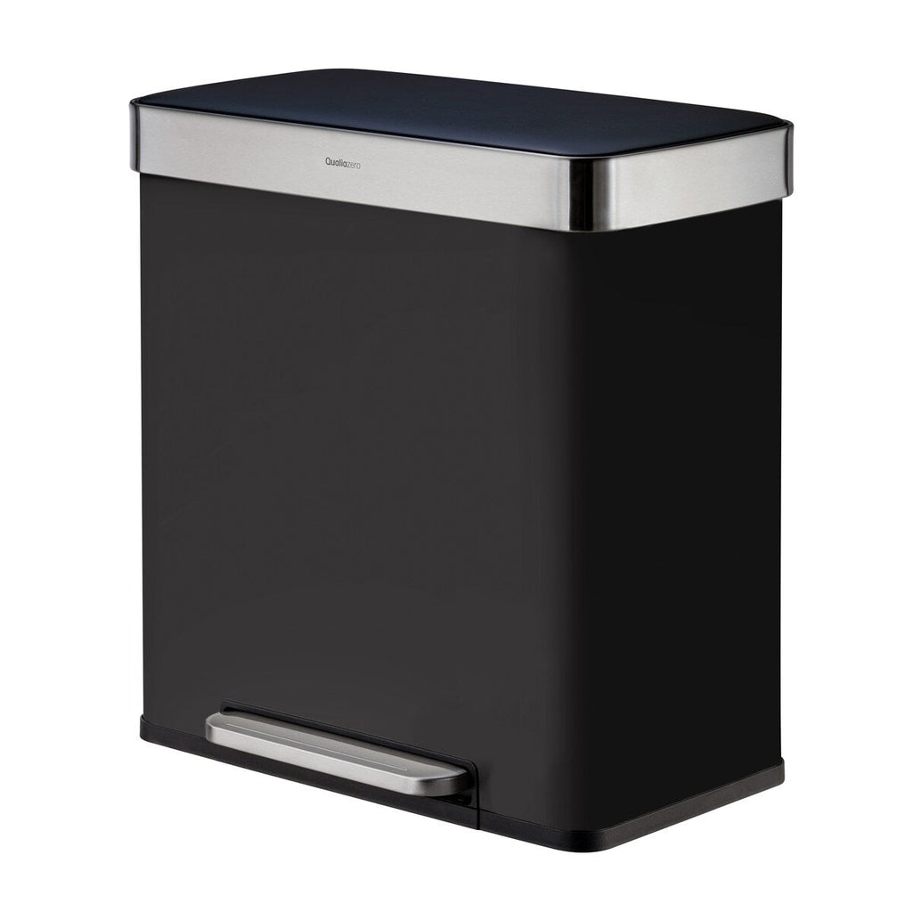 Poubelle de recyclage rectangulaire Qualiazero 16 gal (unité double 8 gal) - Acier inoxydable