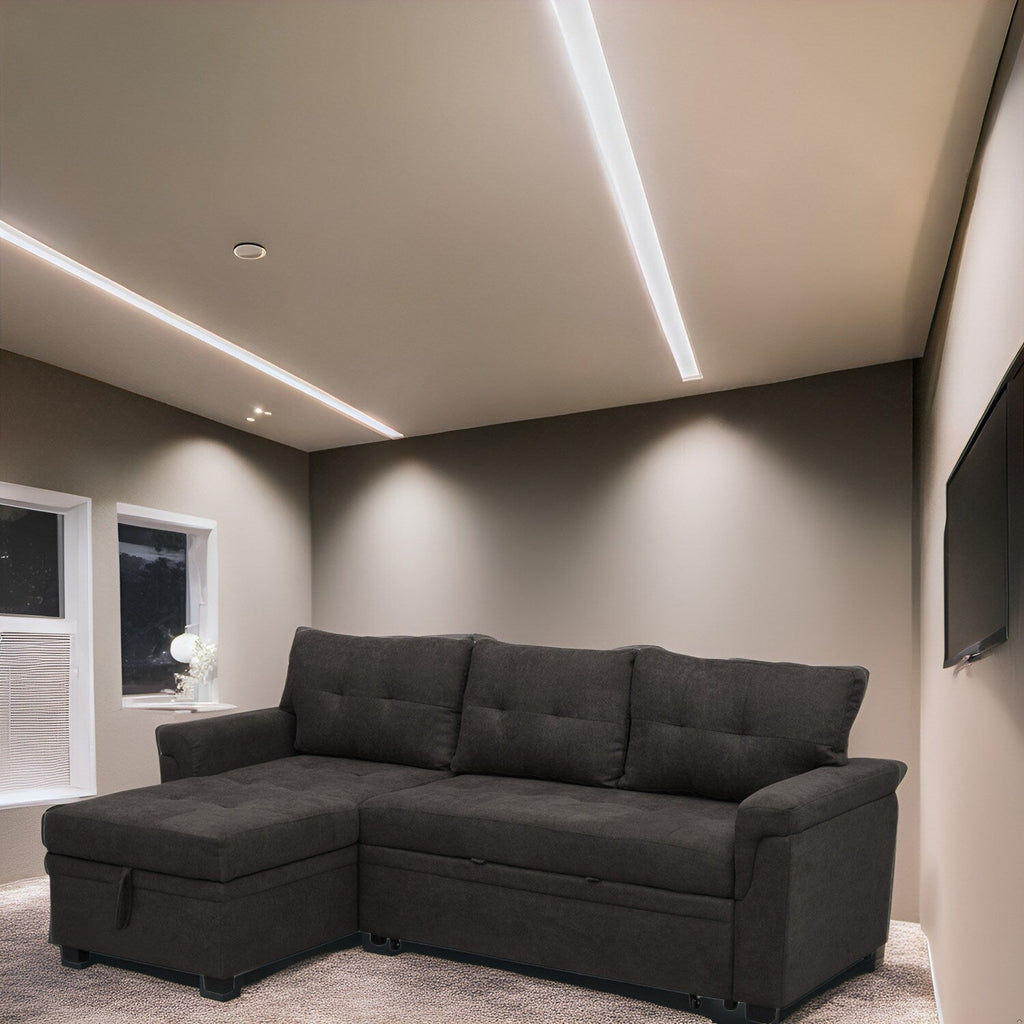 Canapé sectionnel réversible avec lit gigogne, méridienne avec rangement dissimulé, pieds durables,