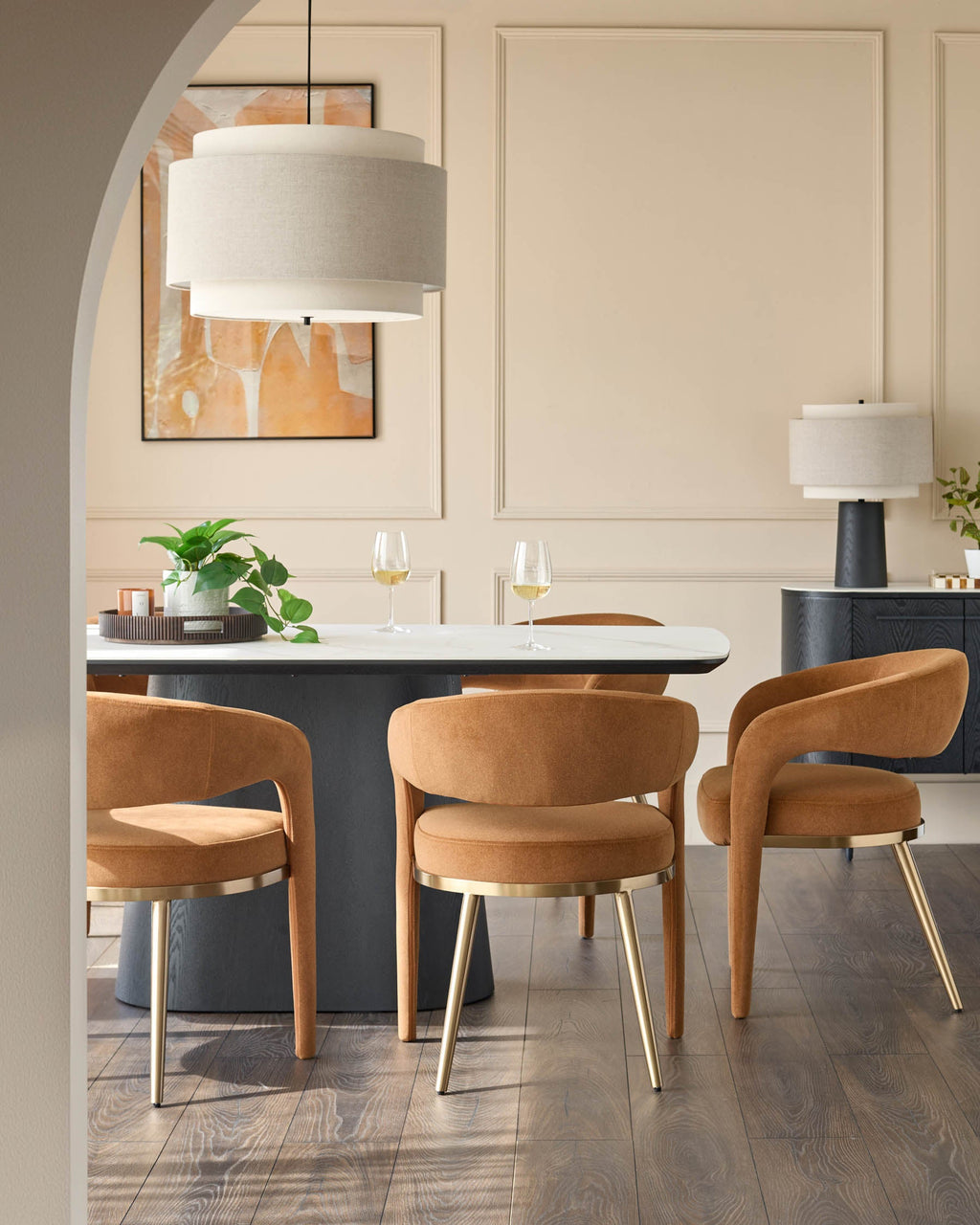 Chaise de salle à manger Rhett en tissu caramel