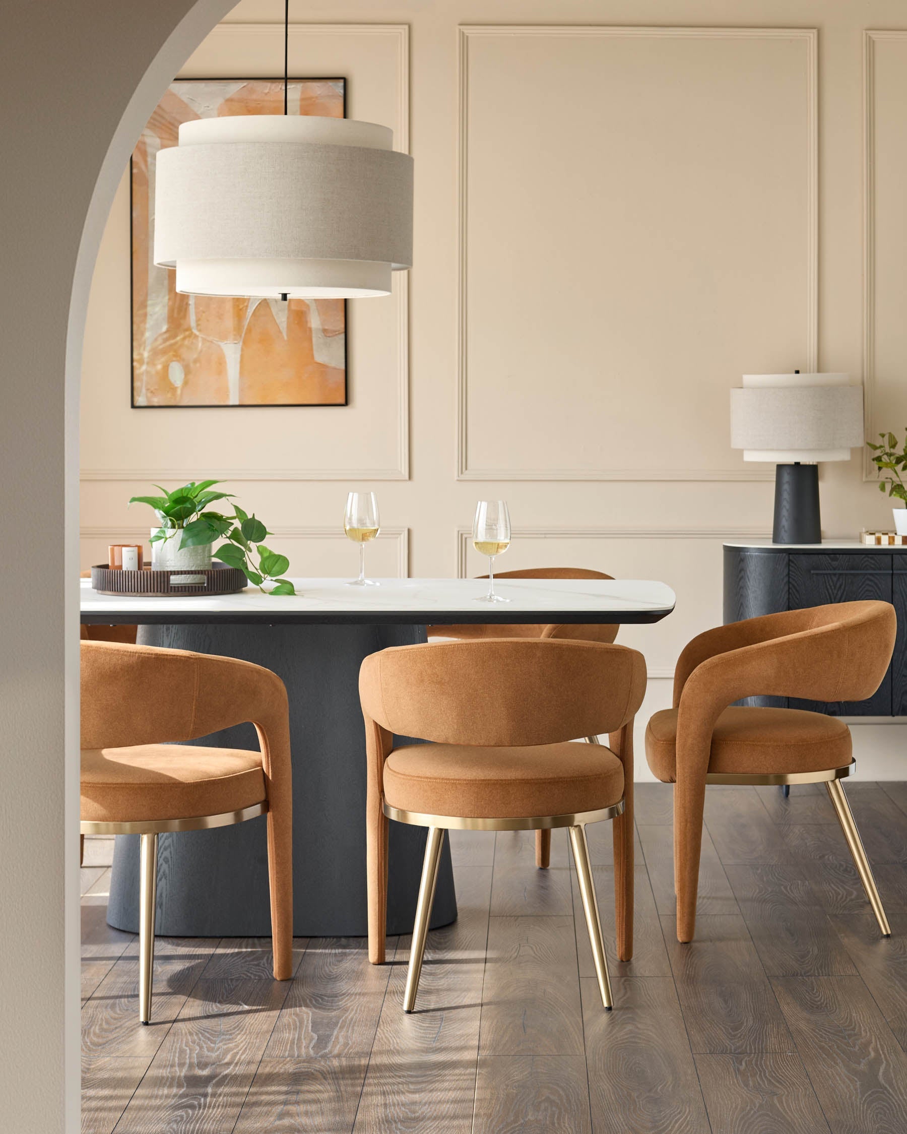 Chaise de salle à manger Rhett en tissu caramel