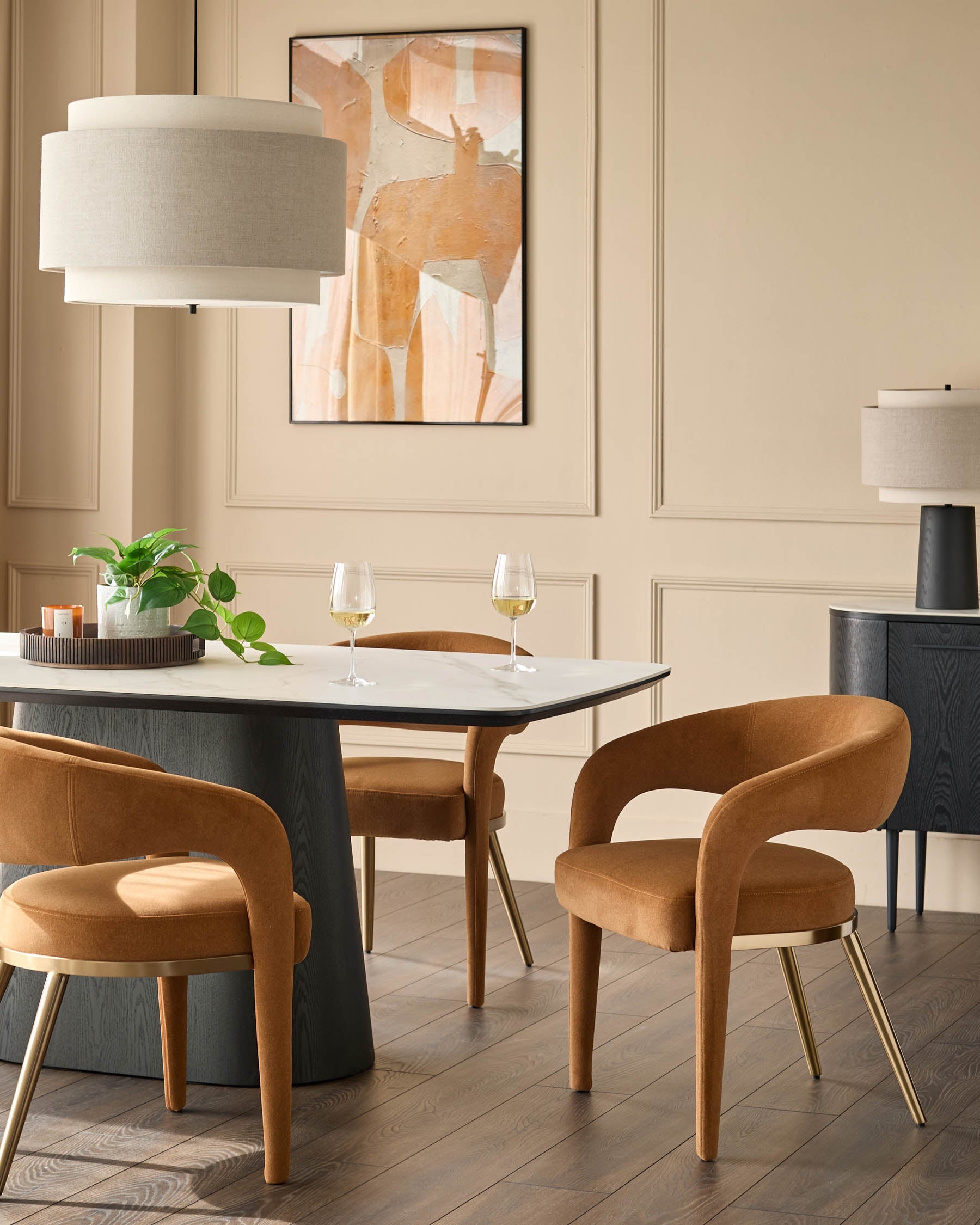 Chaise de salle à manger Rhett en tissu caramel