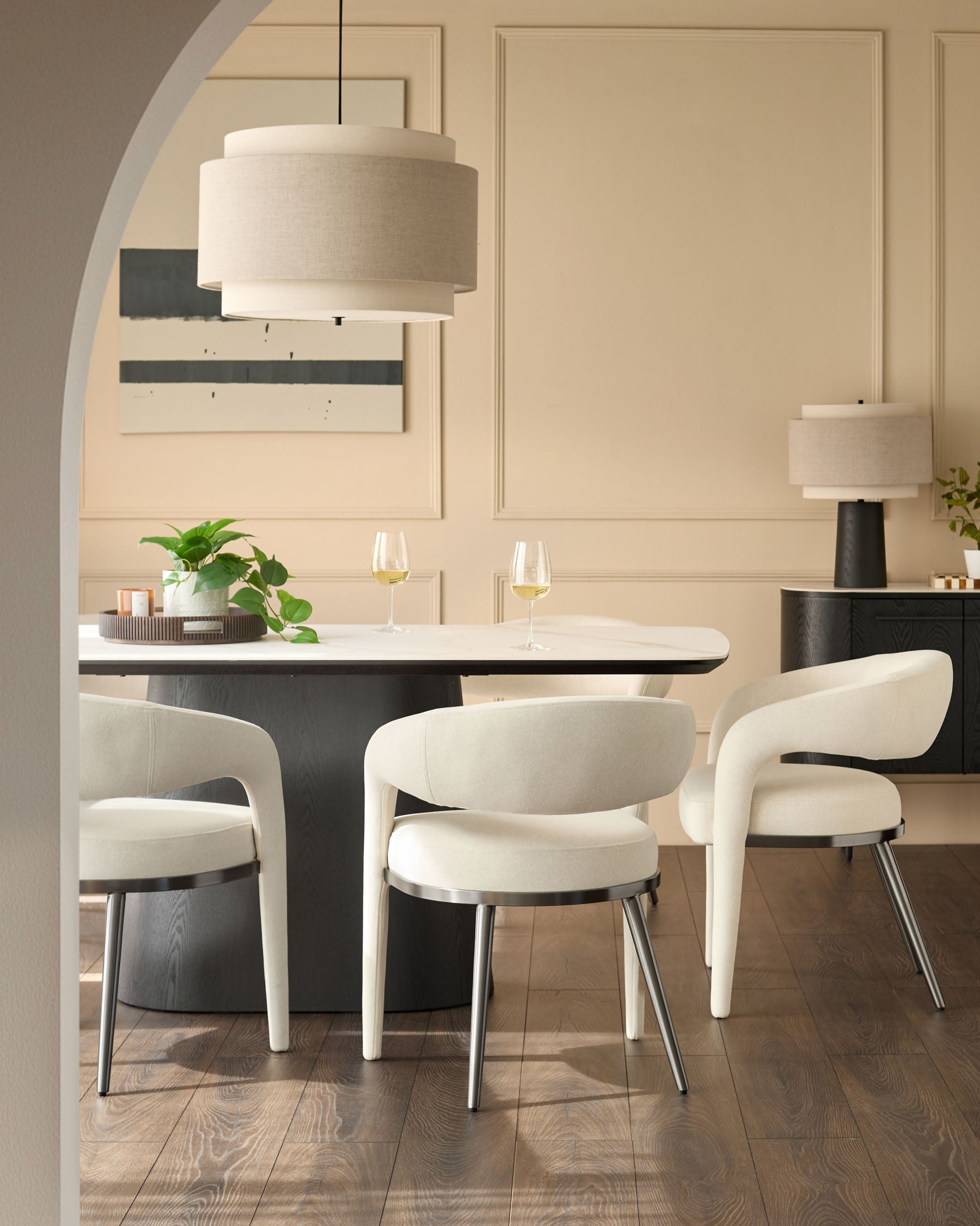 Chaise de salle à manger Rhett en tissu crème