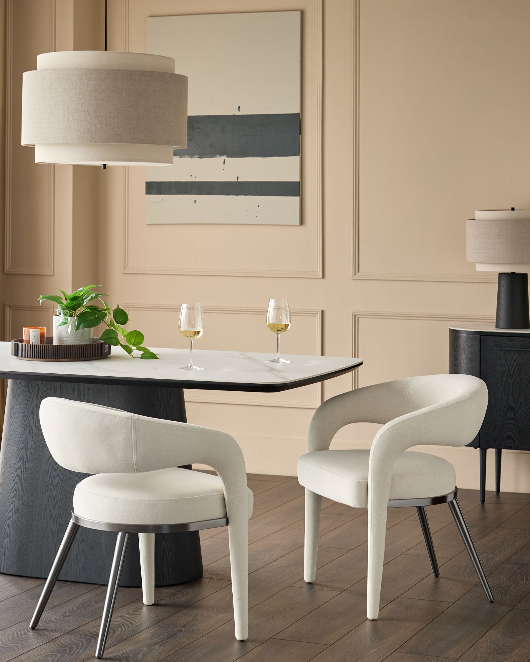 Chaise de salle à manger Rhett en tissu crème