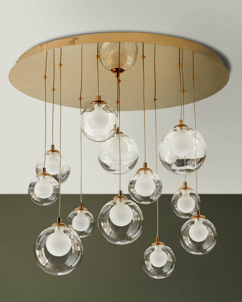 Suspension réglable Riley en verre transparent avec 12 LED